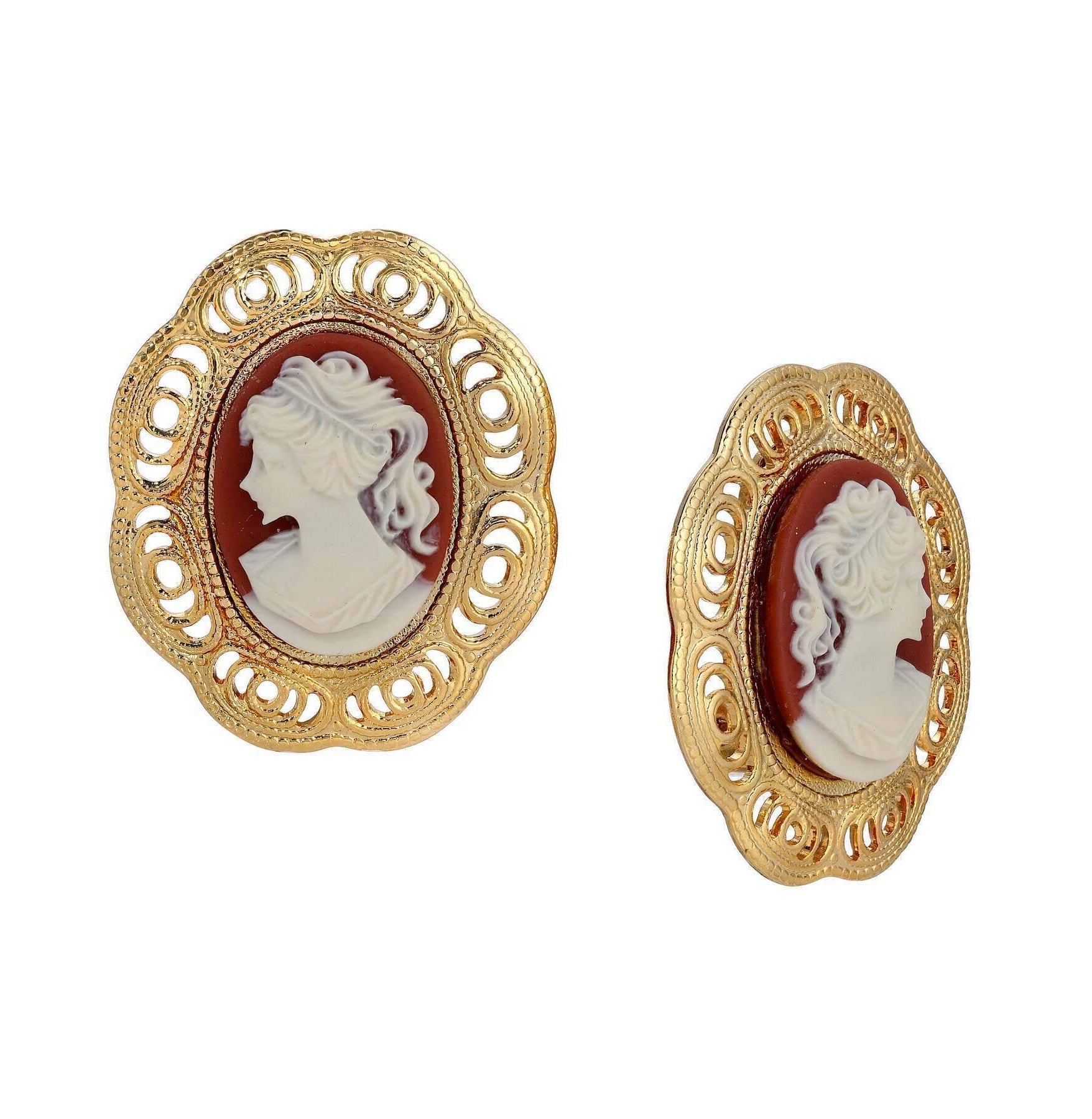 1928 Jewelry Victorian Grace Cameo Clip On Earrings