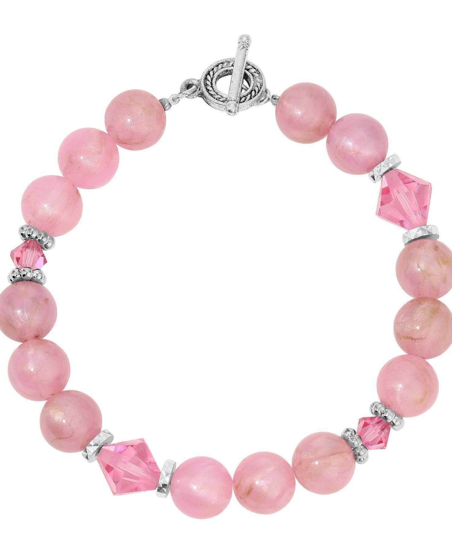 1928 Jewelry Roseate Paradise Rose Crystal Pink Round Beaded Bracelet