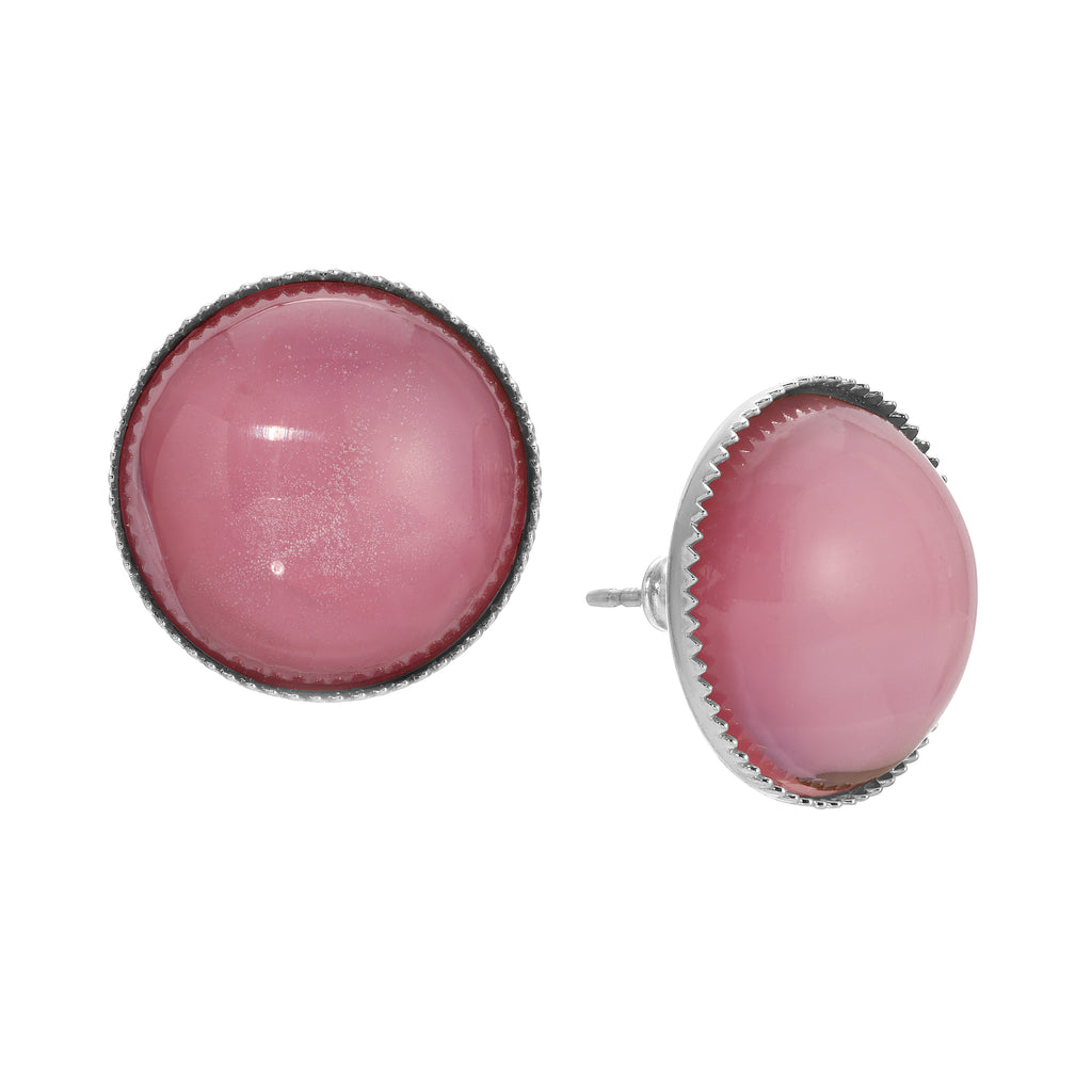 1928 Jewelry Roseate Paradise Round Pink Glass Stone Stud Earrings