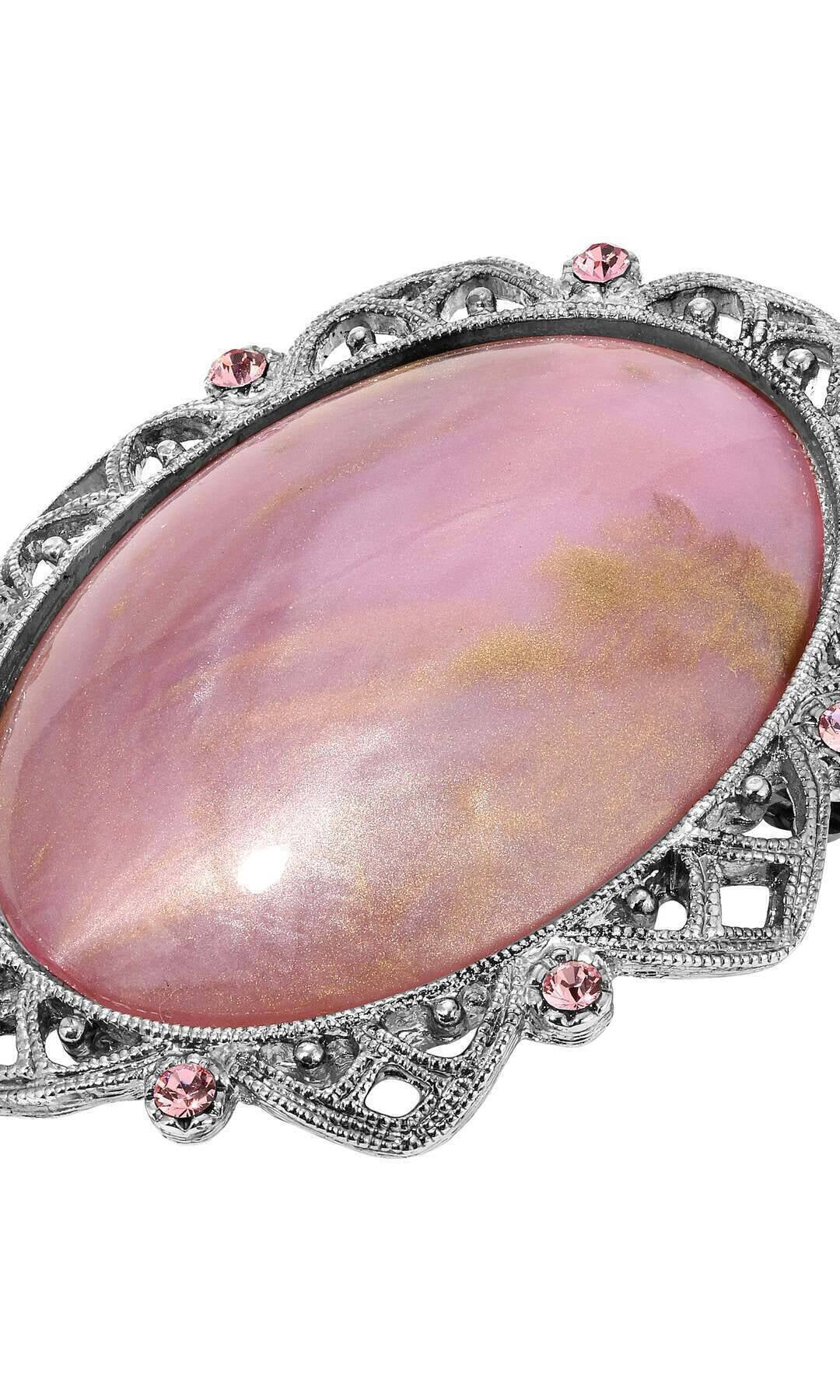 1928 Jewelry Roseate Paradise Light Rose Pink Crystal Oval Pink Stone Brooch