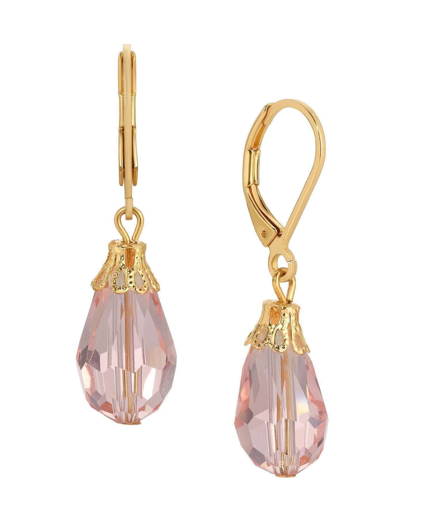 1928 Jewelry Teardrop Crystal Bead Allure Drop Earrings