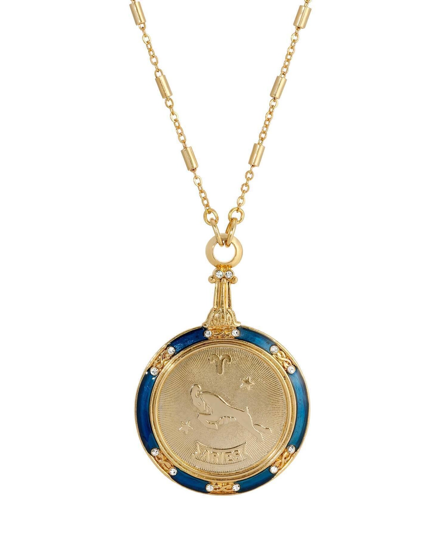 1928 Jewelry Astrological Sign Round Pendant Zodiac Necklace 28"