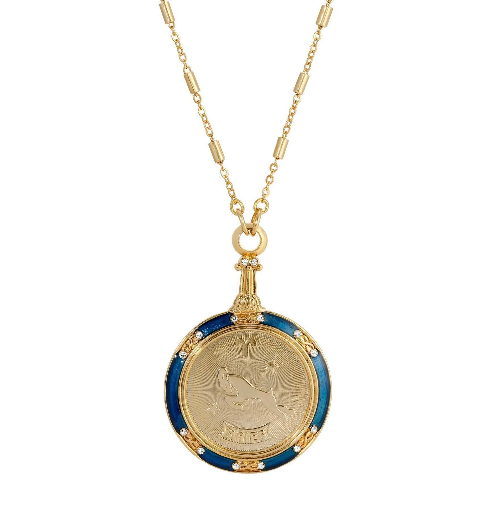 1928 Jewelry Astrological Sign Round Pendant Zodiac Necklace 28"