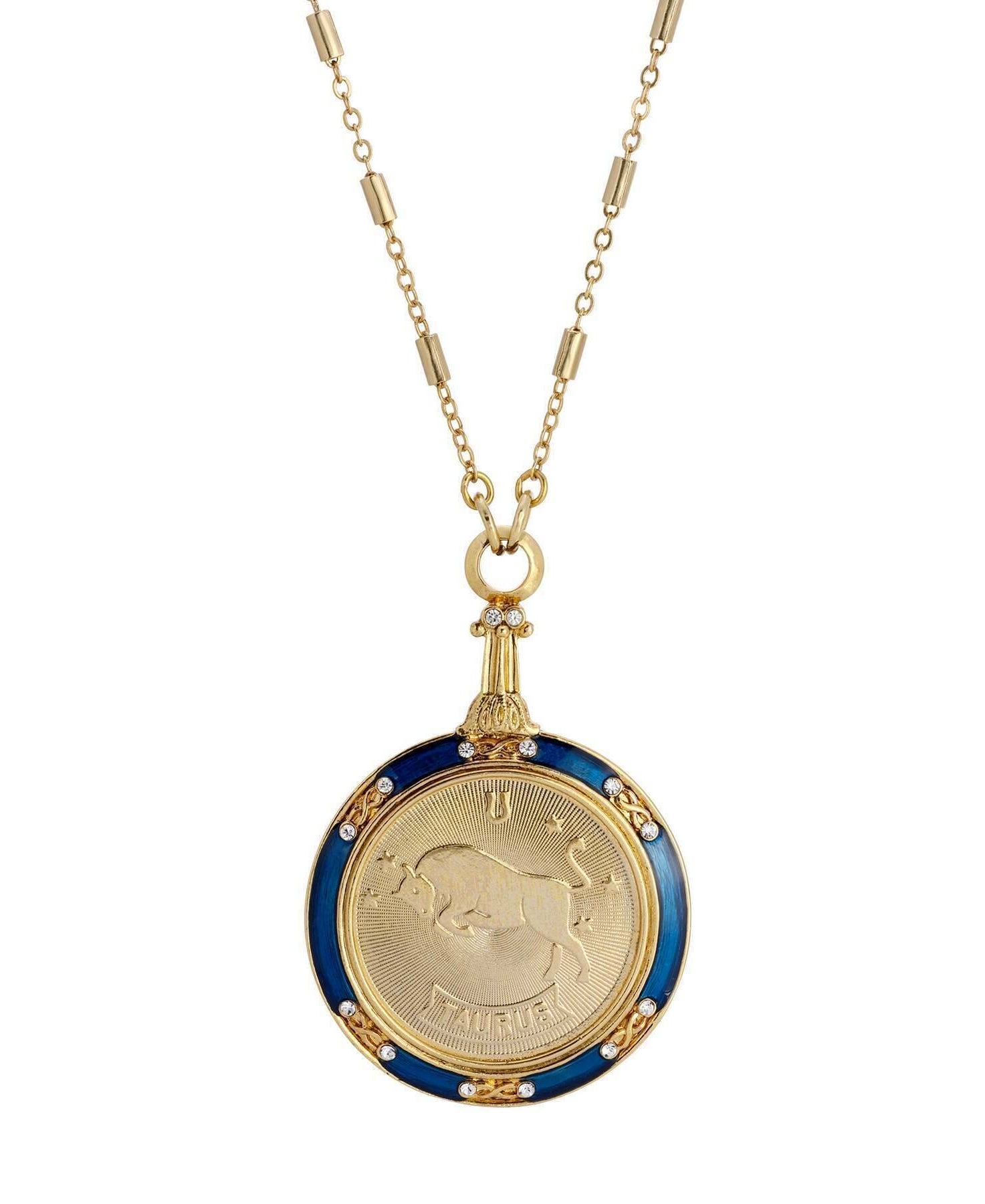 1928 Jewelry Astrological Sign Round Pendant Zodiac Necklace 28"