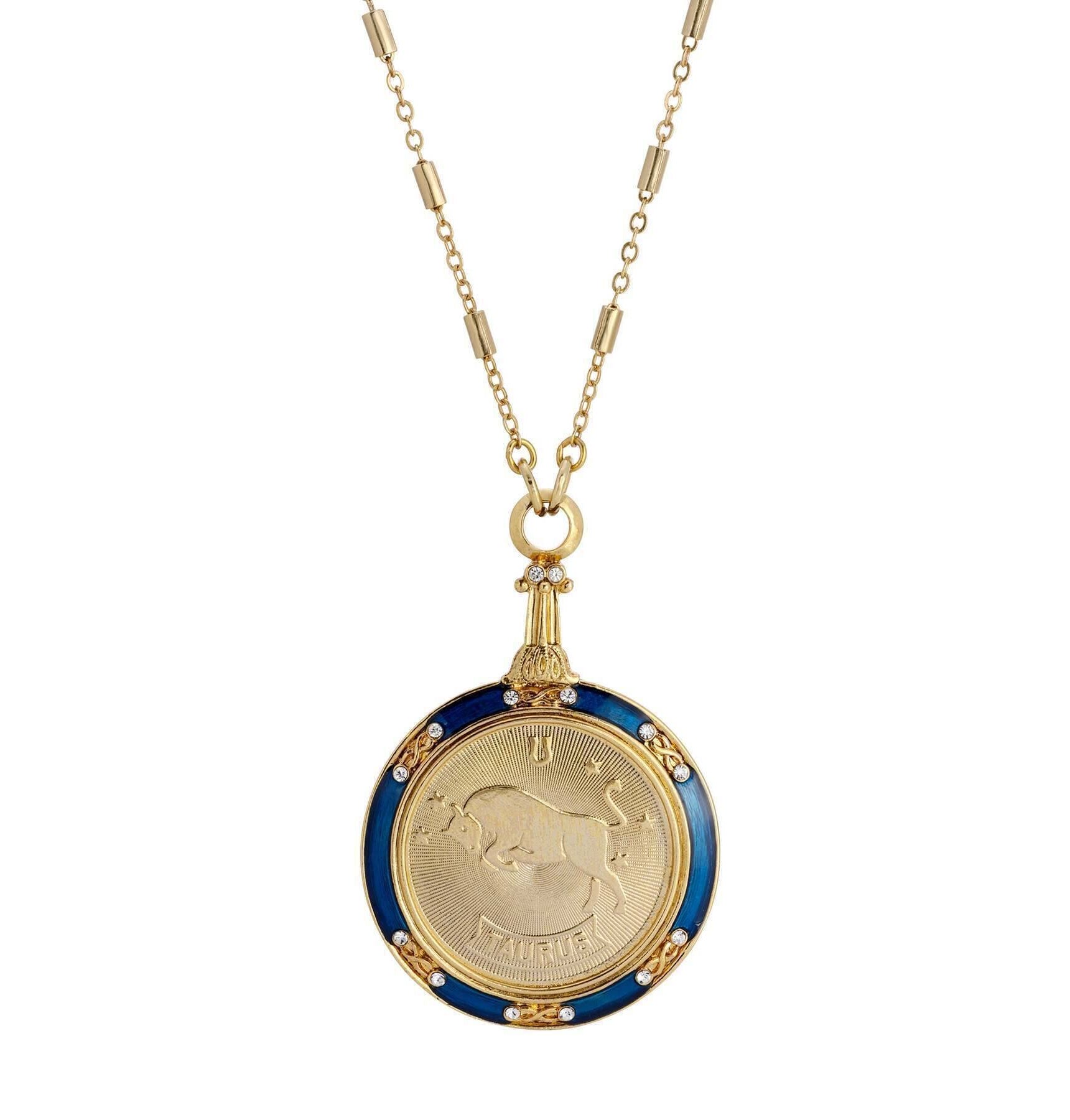 1928 Jewelry Astrological Sign Round Pendant Zodiac Necklace 28"