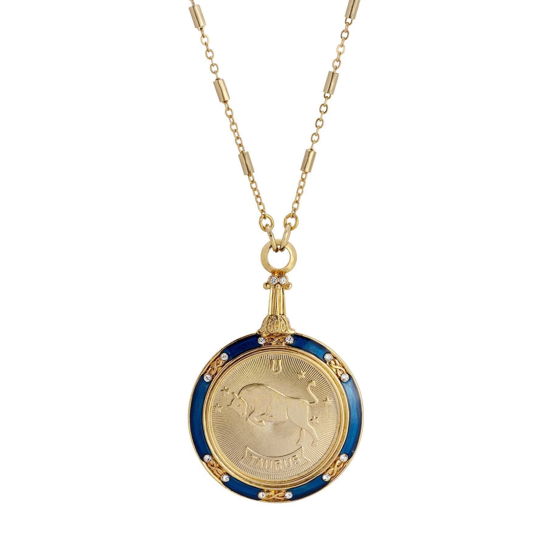 1928 Jewelry Astrological Sign Round Pendant Zodiac Necklace 28"