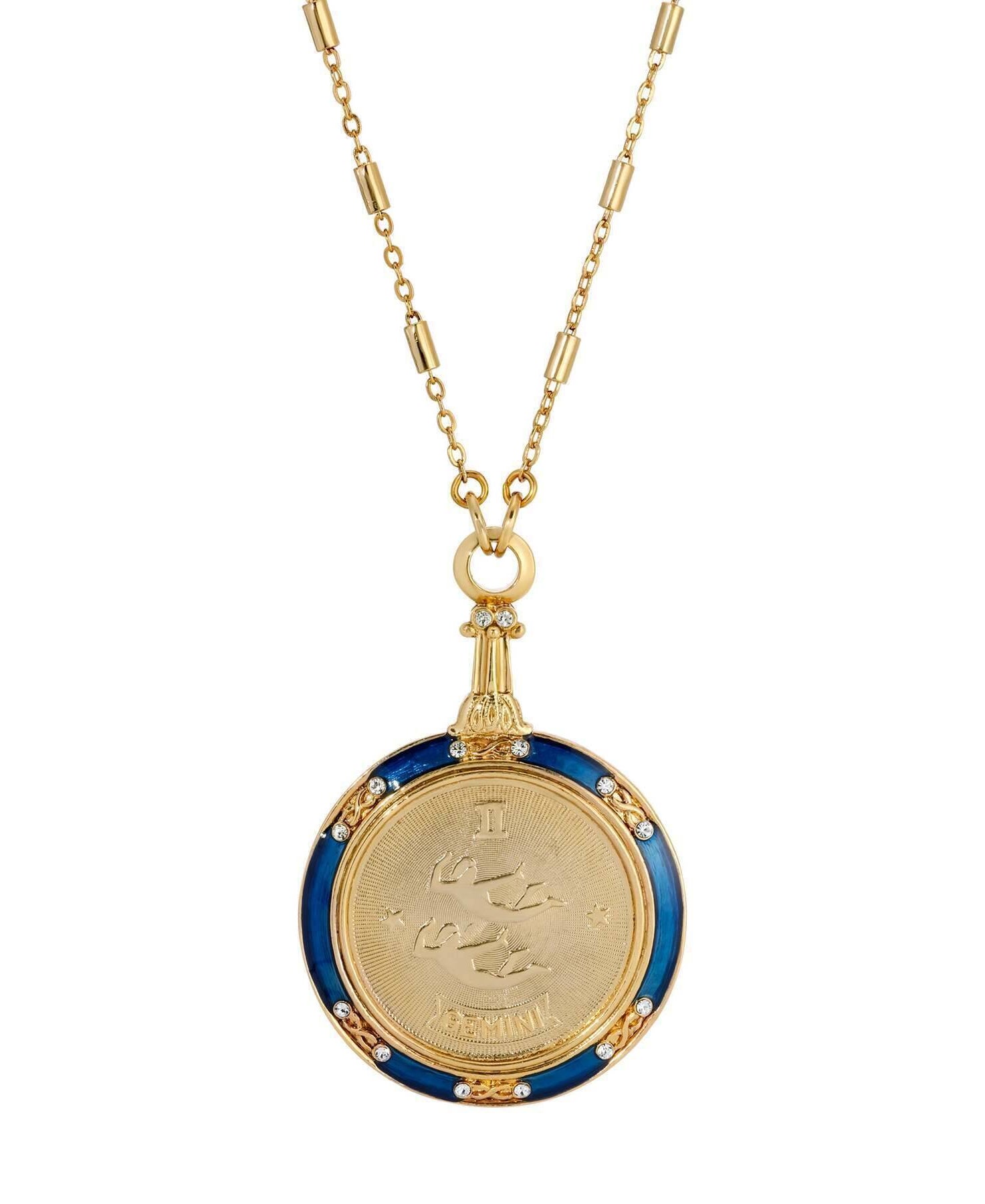 1928 Jewelry Astrological Sign Round Pendant Zodiac Necklace 28"
