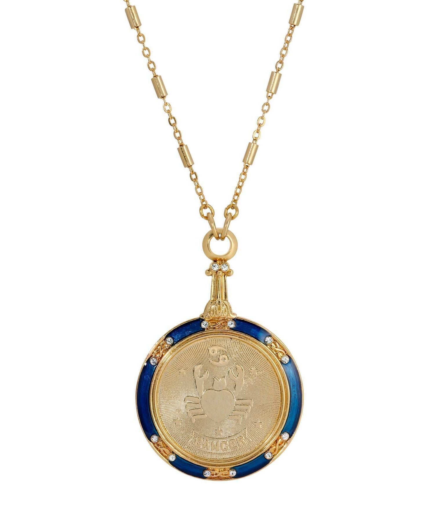1928 Jewelry Astrological Sign Round Pendant Zodiac Necklace 28"
