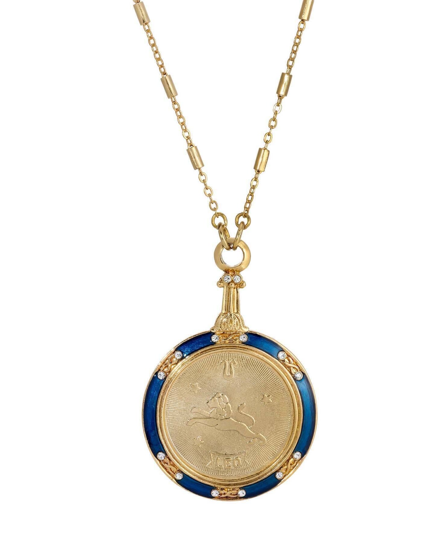 1928 Jewelry Astrological Sign Round Pendant Zodiac Necklace 28"