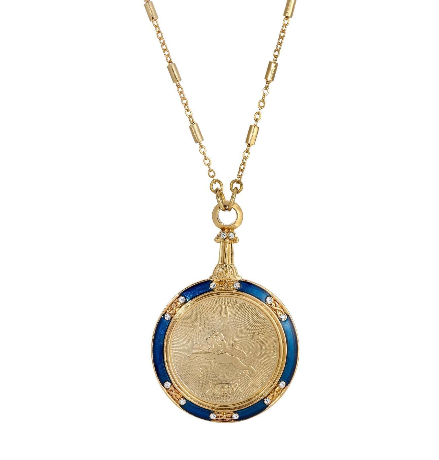 1928 Jewelry Astrological Sign Round Pendant Zodiac Necklace 28"