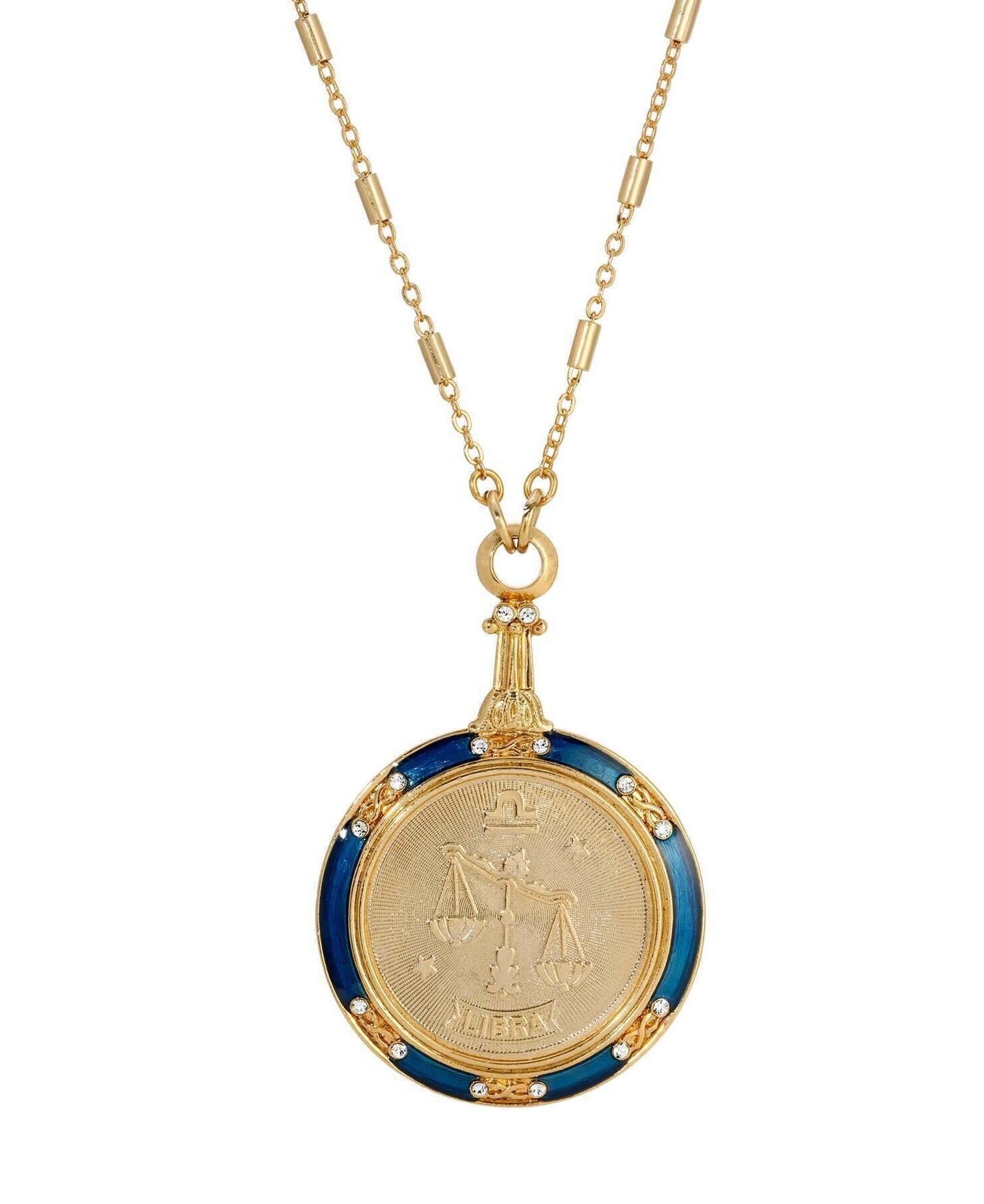 1928 Jewelry Astrological Sign Round Pendant Zodiac Necklace 28"