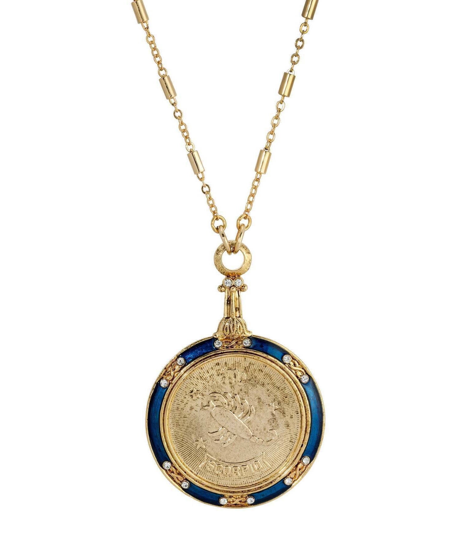 1928 Jewelry Astrological Sign Round Pendant Zodiac Necklace 28"