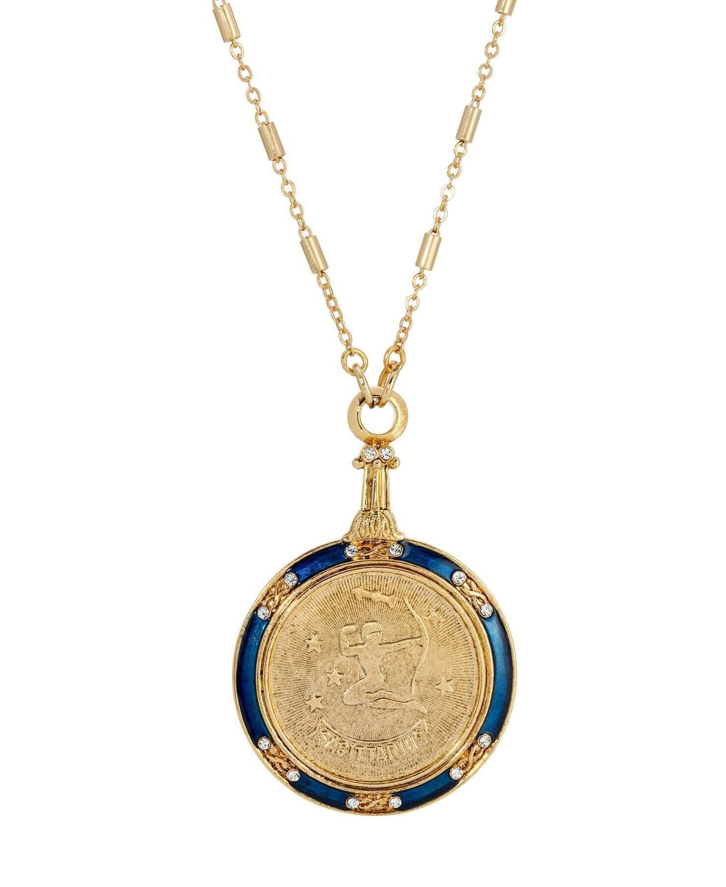 1928 Jewelry Astrological Sign Round Pendant Zodiac Necklace 28"