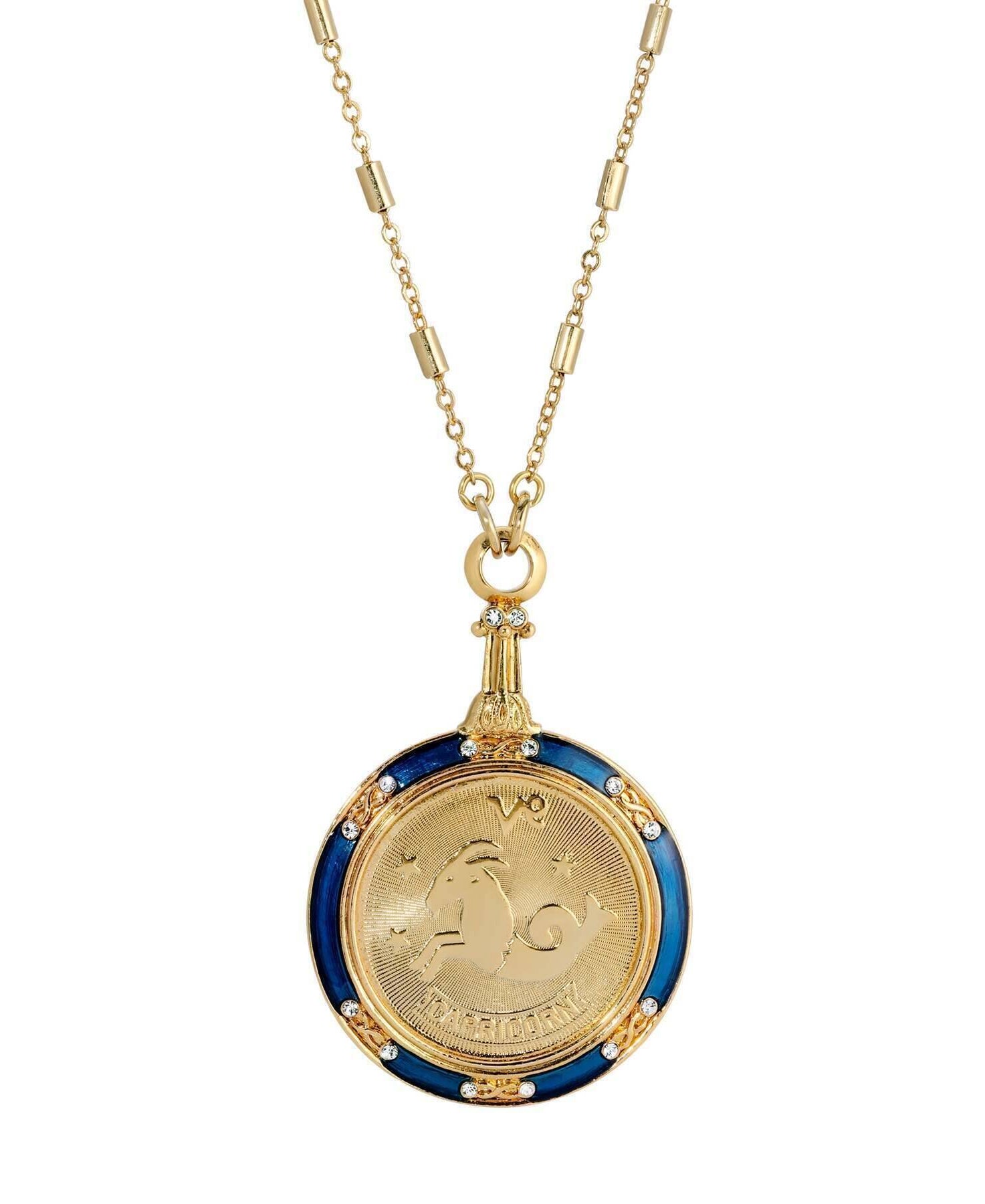 1928 Jewelry Astrological Sign Round Pendant Zodiac Necklace 28"