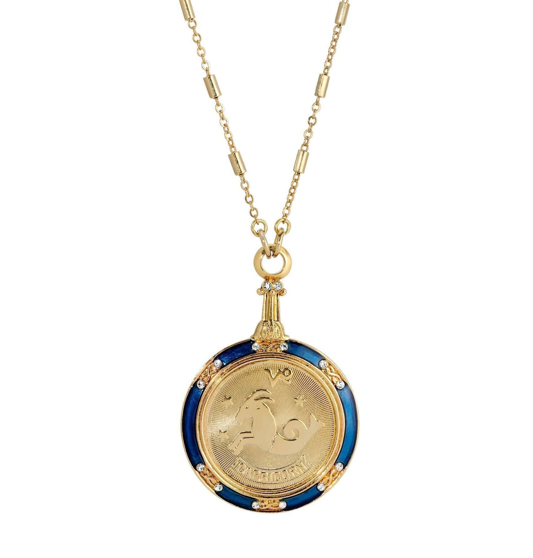 1928 Jewelry Astrological Sign Round Pendant Zodiac Necklace 28"