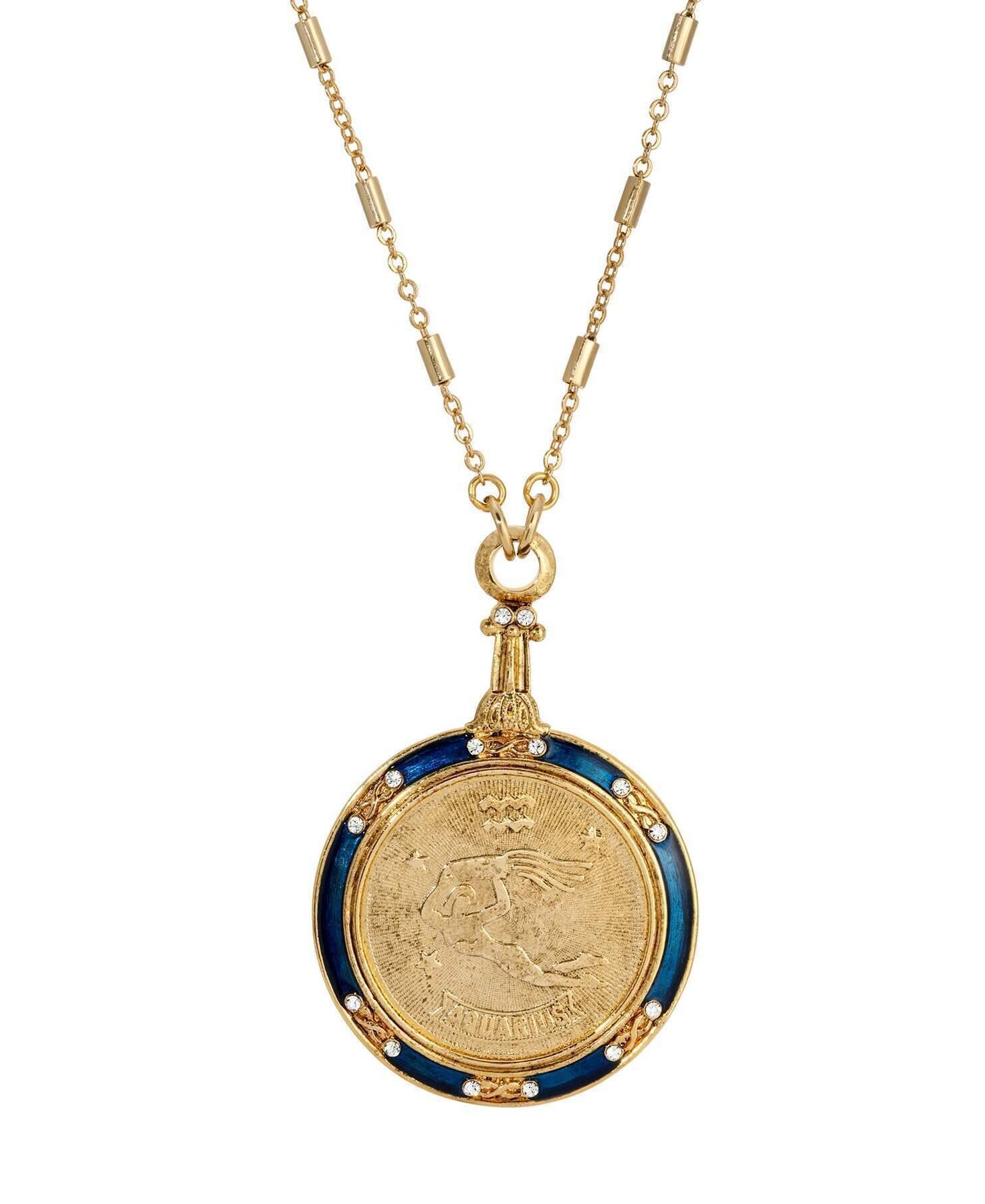 1928 Jewelry Astrological Sign Round Pendant Zodiac Necklace 28"
