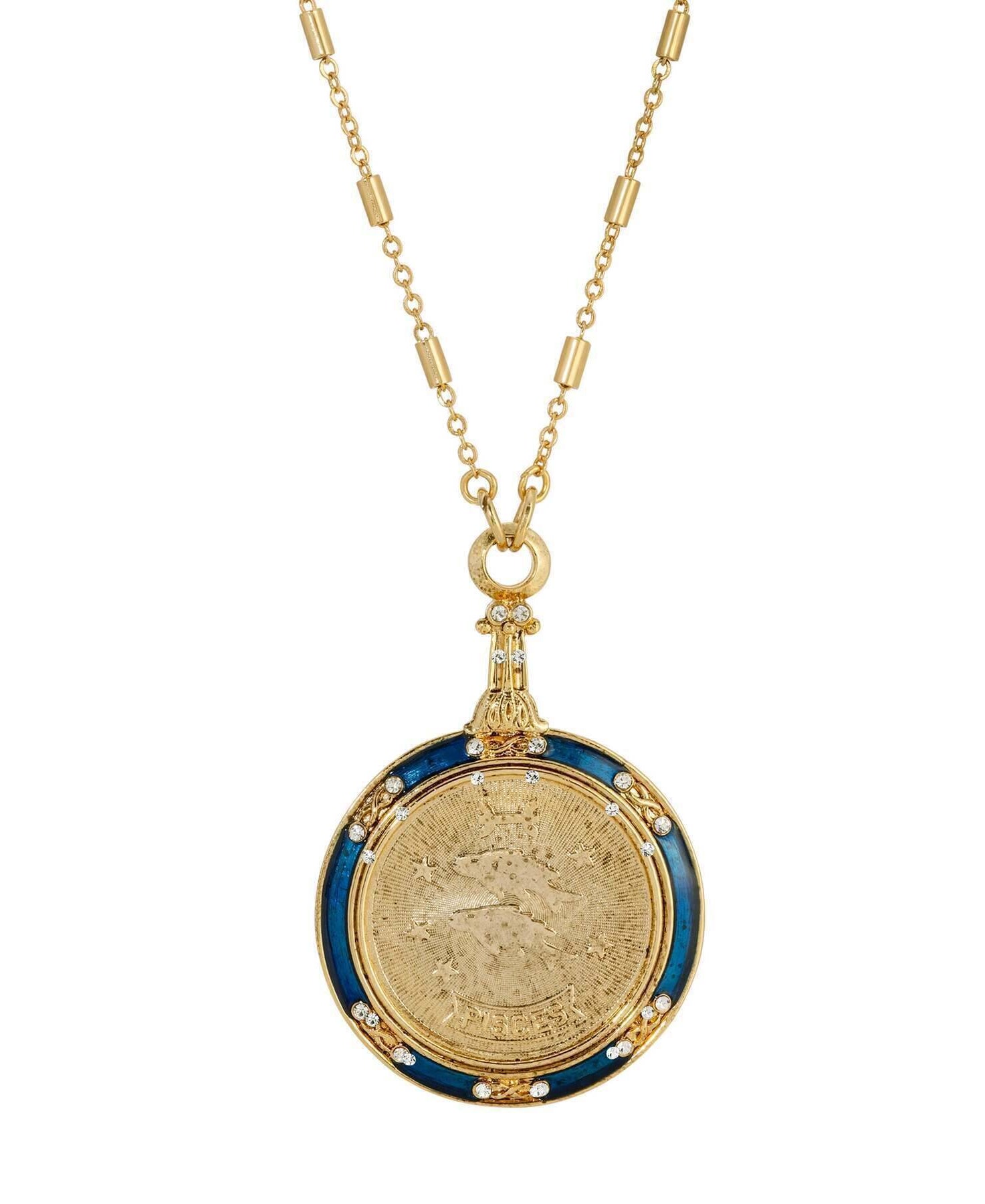1928 Jewelry Astrological Sign Round Pendant Zodiac Necklace 28"