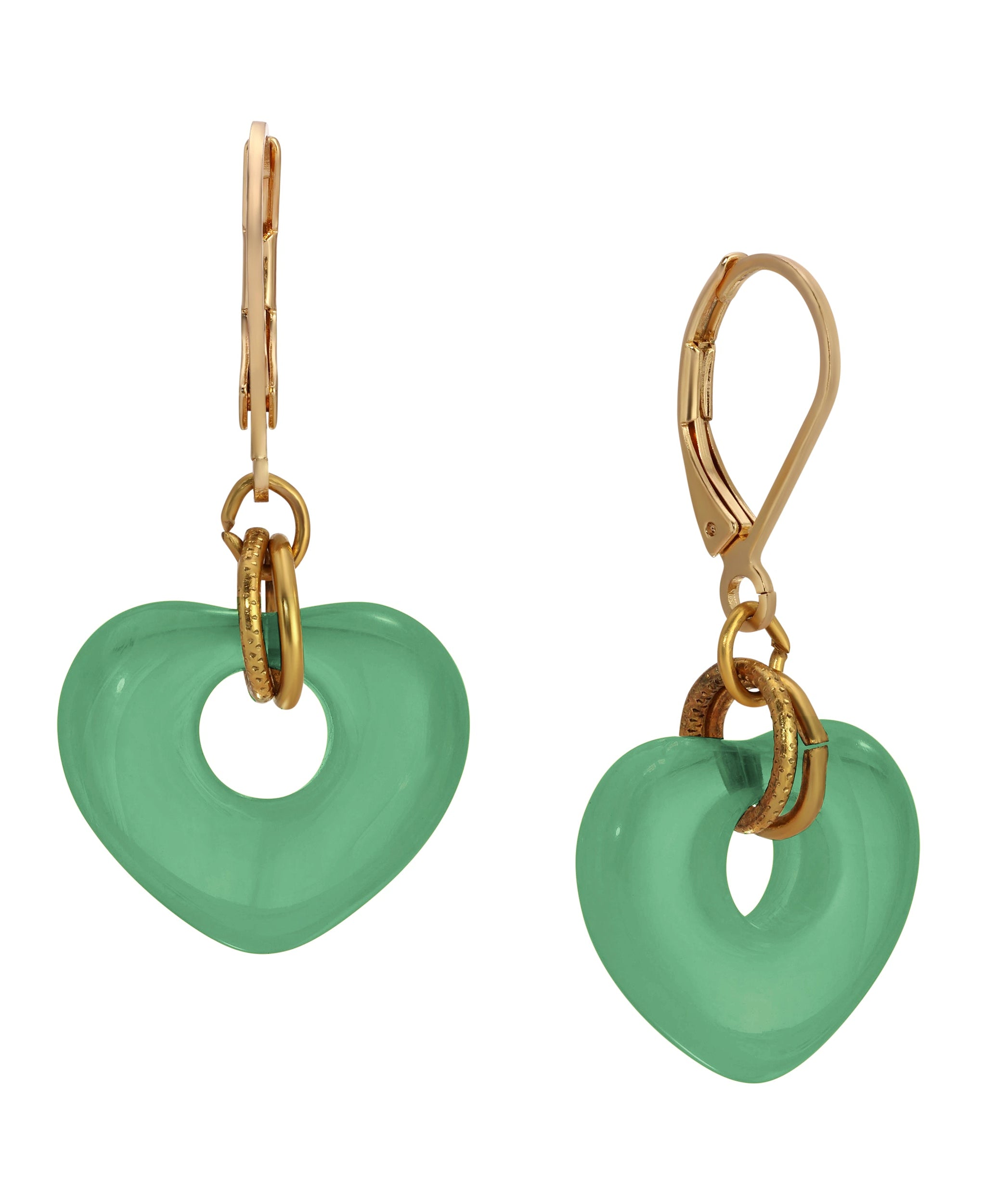 1928 Jewelry Vintage Glass Heart Drop Earrings