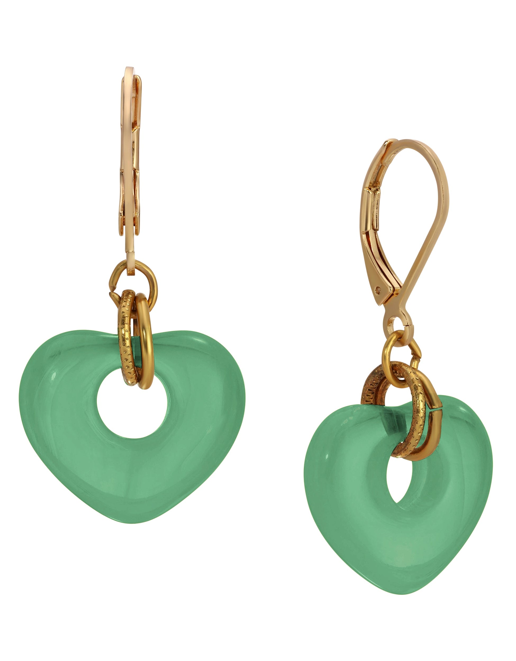 1928 Jewelry Vintage Glass Heart Drop Earrings