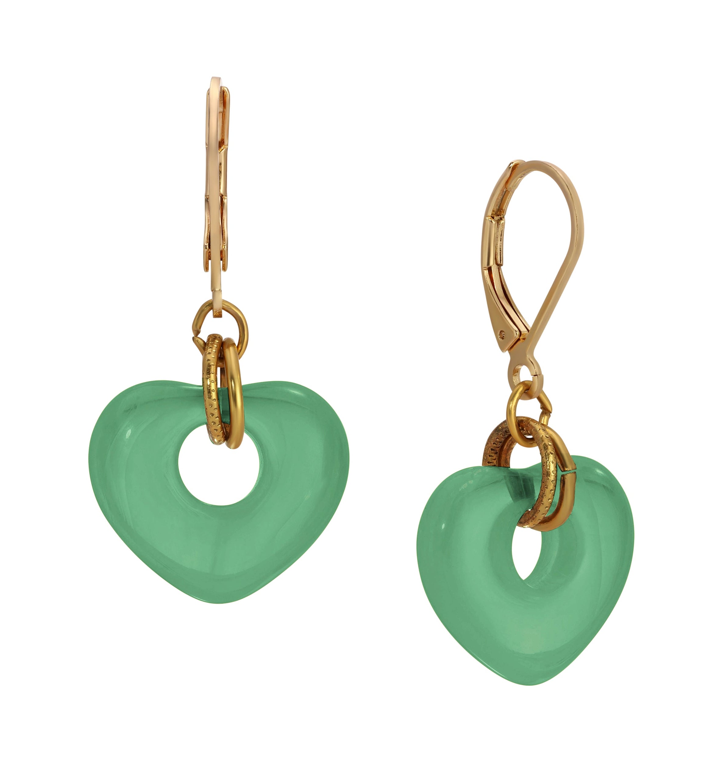 1928 Jewelry Vintage Glass Heart Drop Earrings