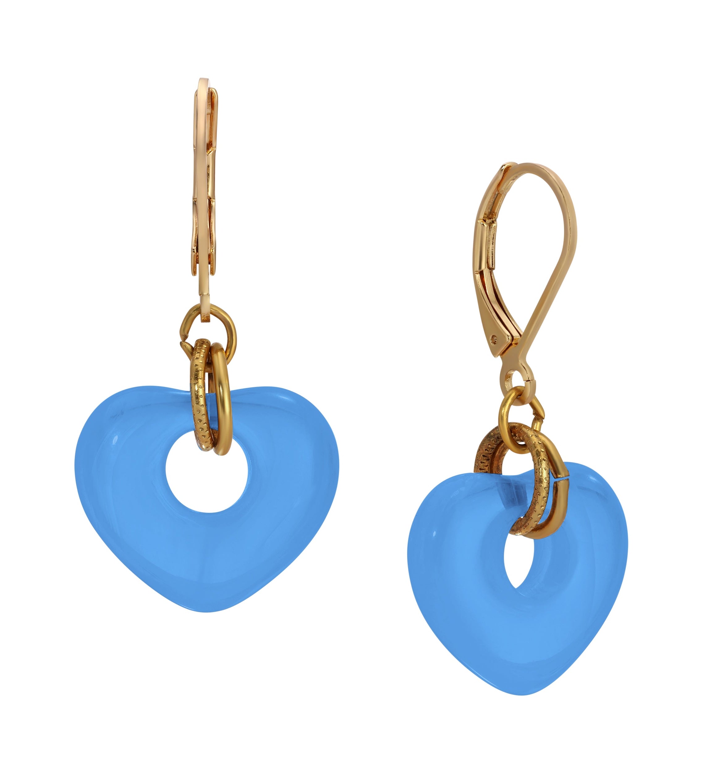 1928 Jewelry Vintage Glass Heart Drop Earrings