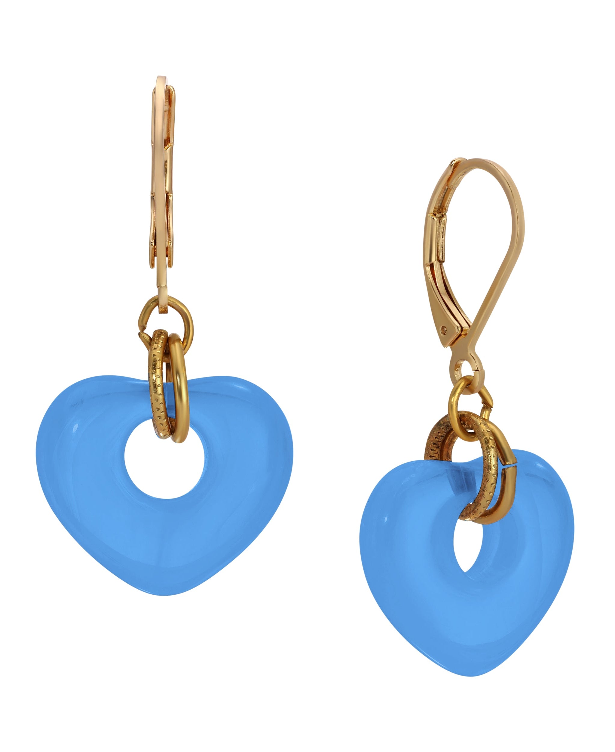 1928 Jewelry Vintage Glass Heart Drop Earrings