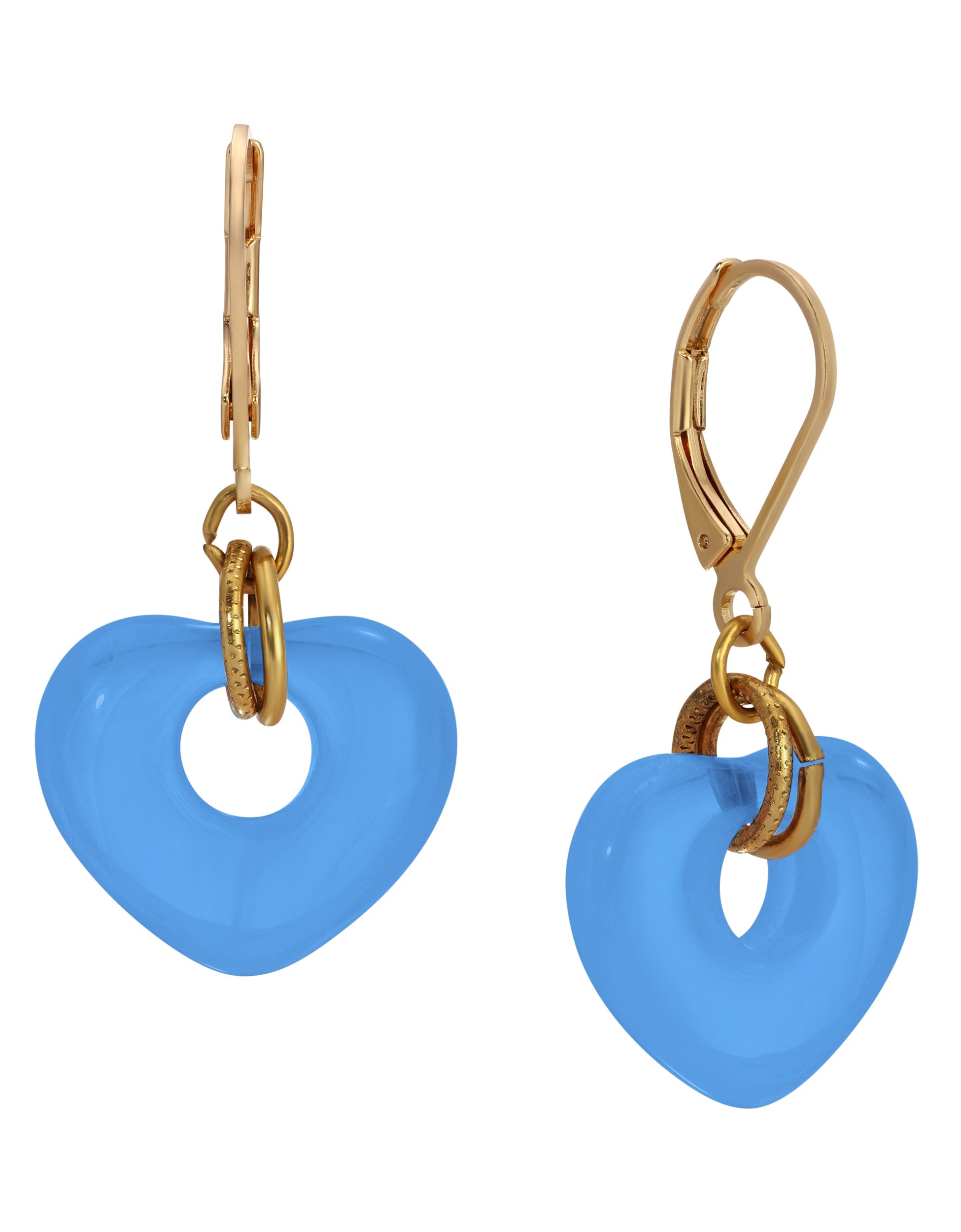 1928 Jewelry Vintage Glass Heart Drop Earrings