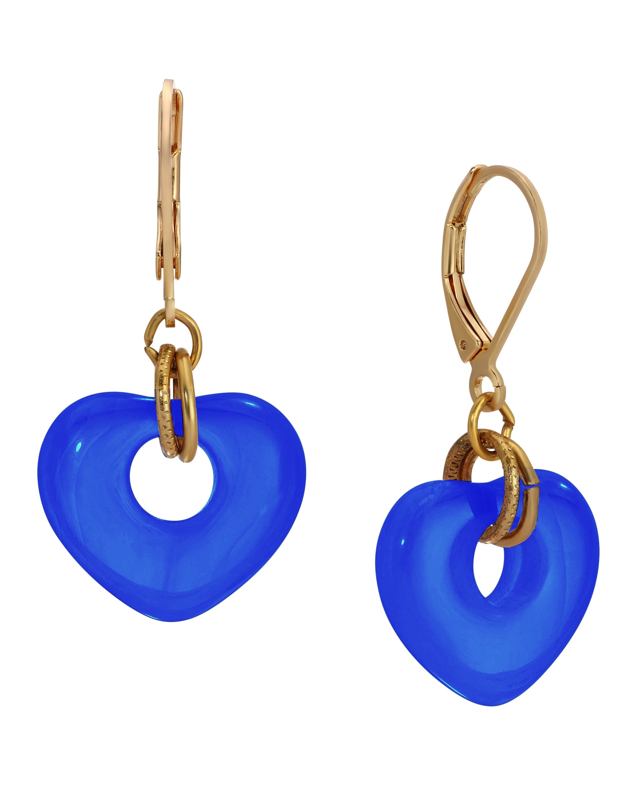 1928 Jewelry Vintage Glass Heart Drop Earrings