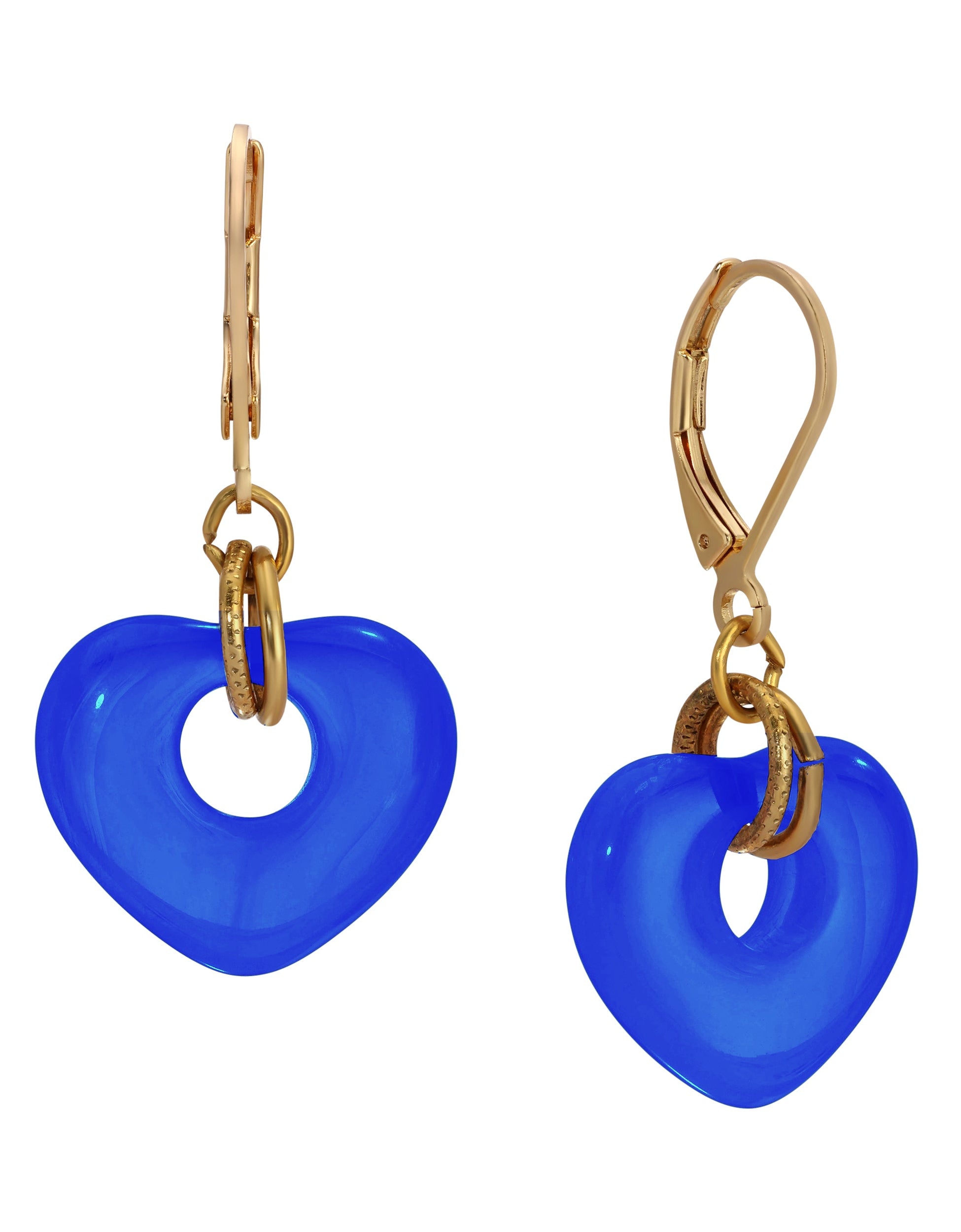 1928 Jewelry Vintage Glass Heart Drop Earrings