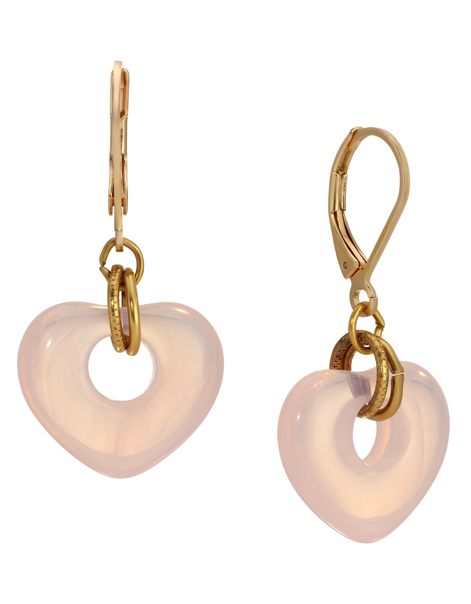 1928 Jewelry Vintage Glass Heart Drop Earrings