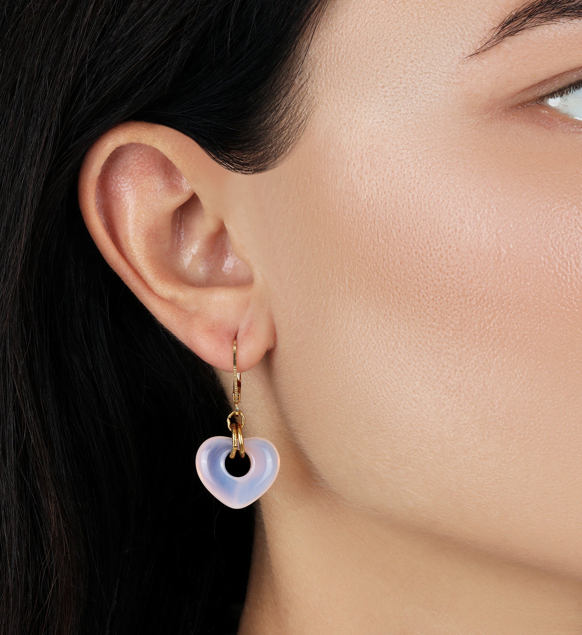 1928 Jewelry Vintage Glass Heart Drop Earrings