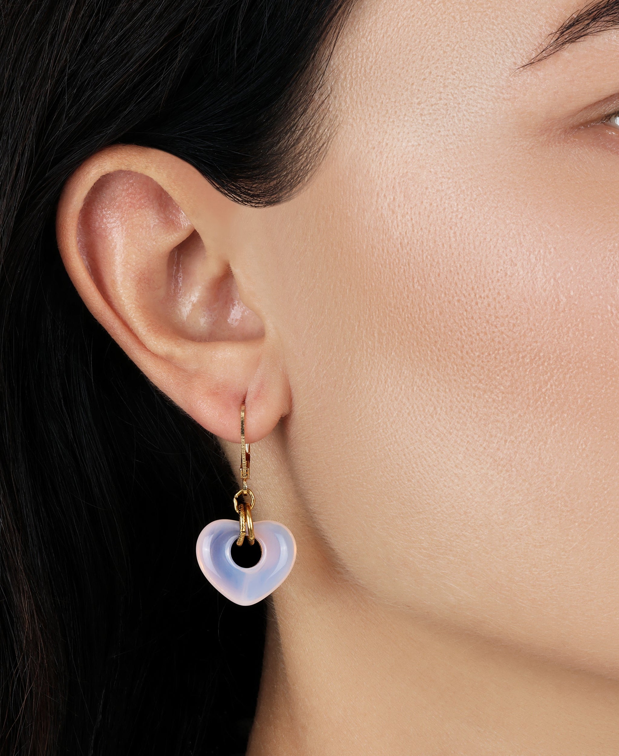 1928 Jewelry Vintage Glass Heart Drop Earrings