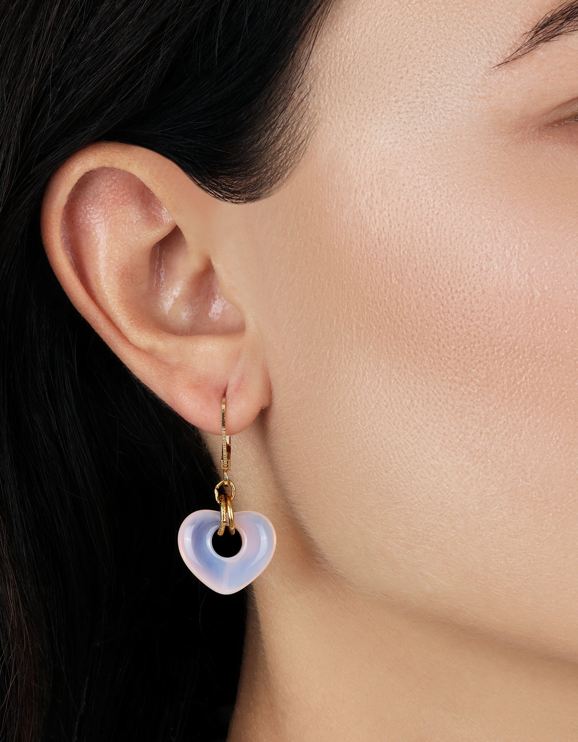 1928 Jewelry Vintage Glass Heart Drop Earrings