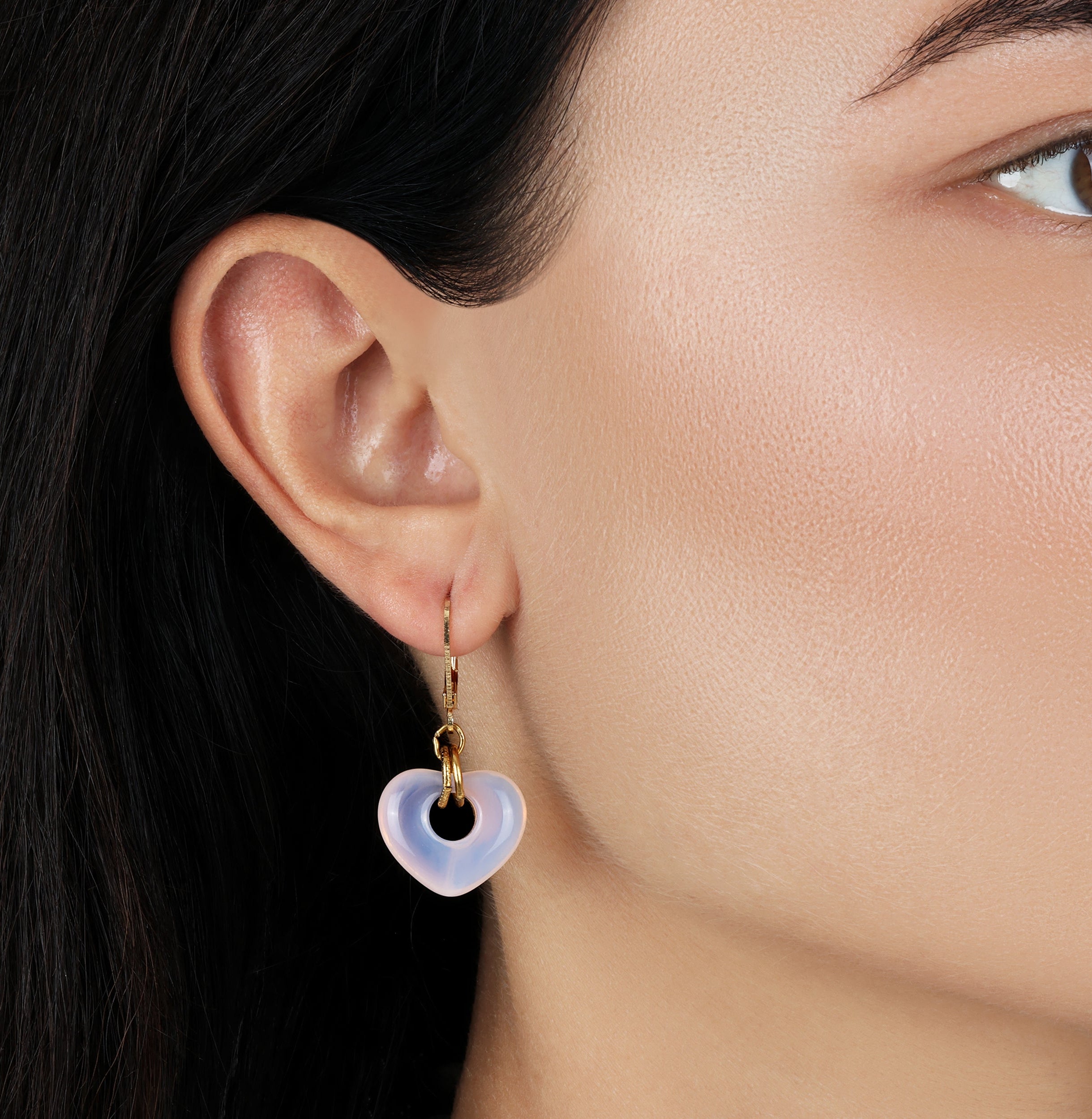 1928 Jewelry Vintage Glass Heart Drop Earrings