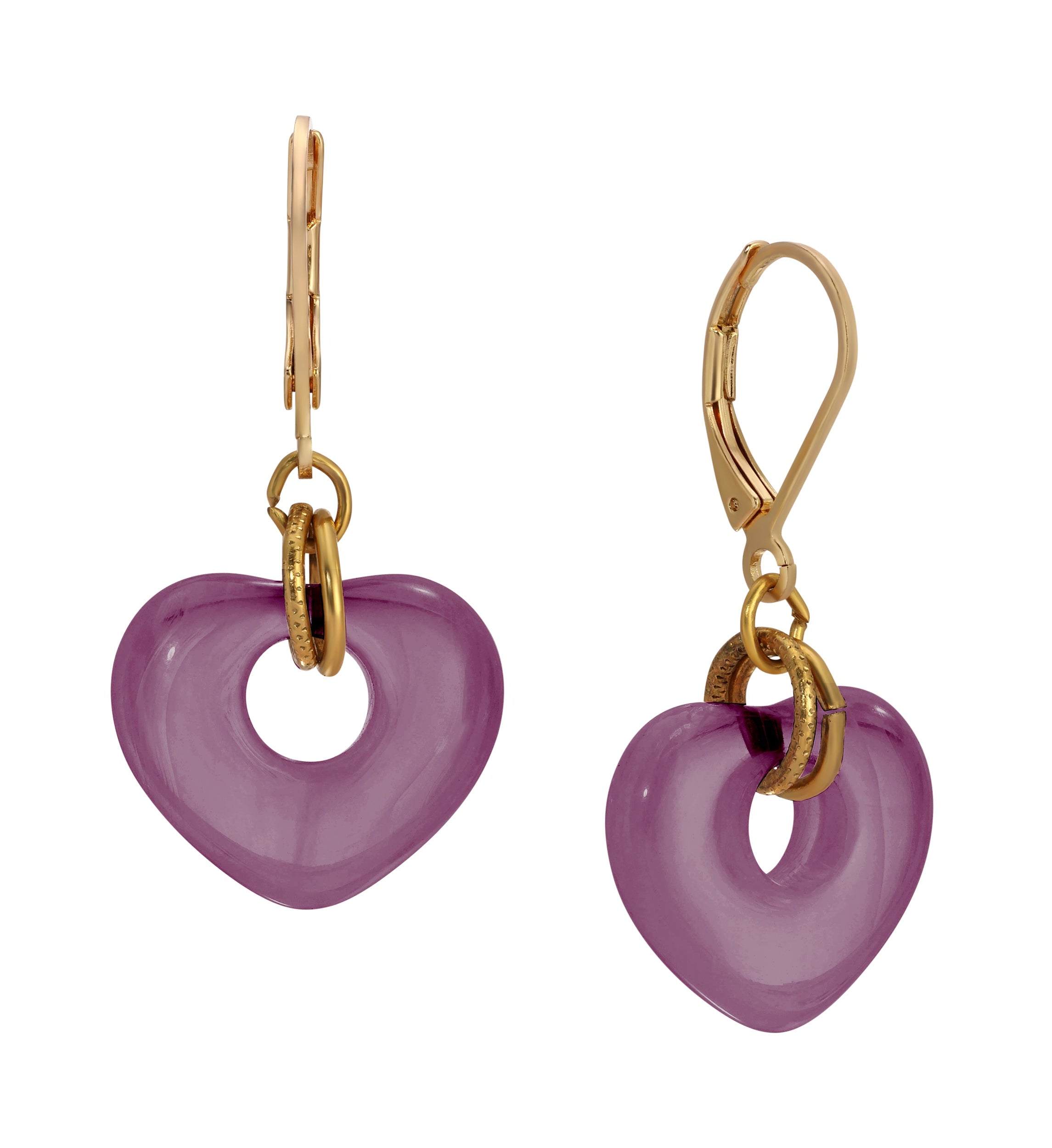 1928 Jewelry Vintage Glass Heart Drop Earrings