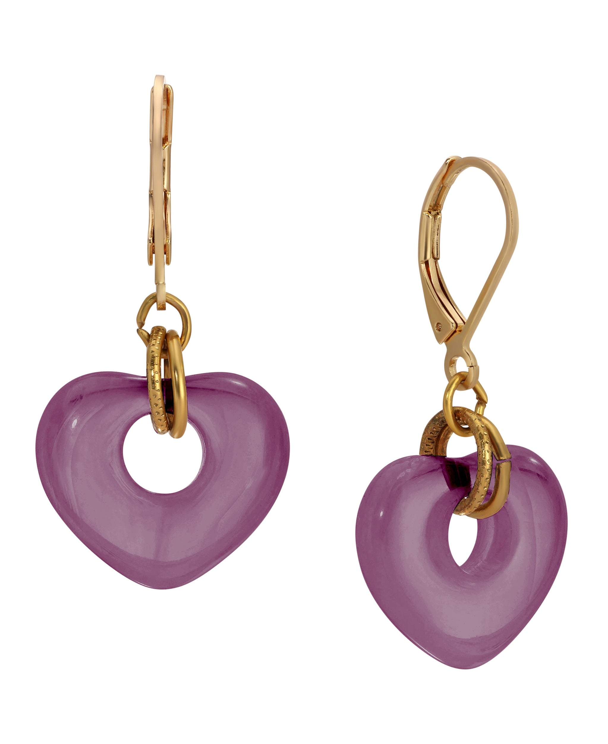 1928 Jewelry Vintage Glass Heart Drop Earrings