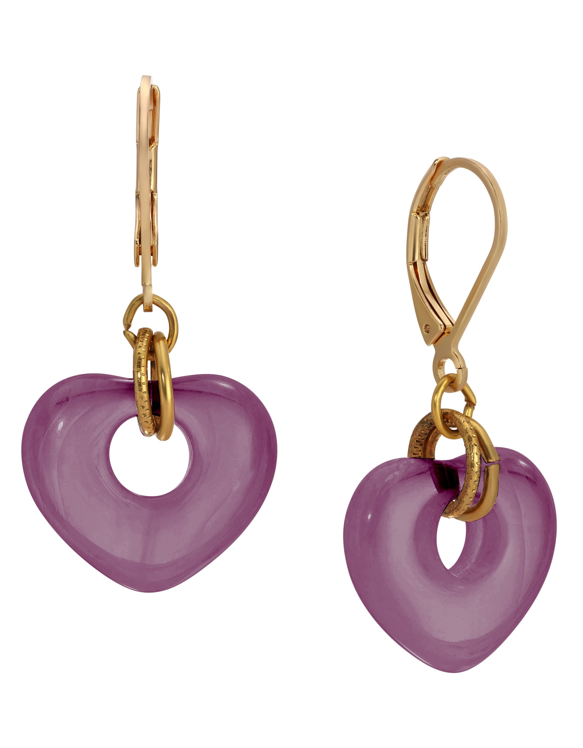 1928 Jewelry Vintage Glass Heart Drop Earrings