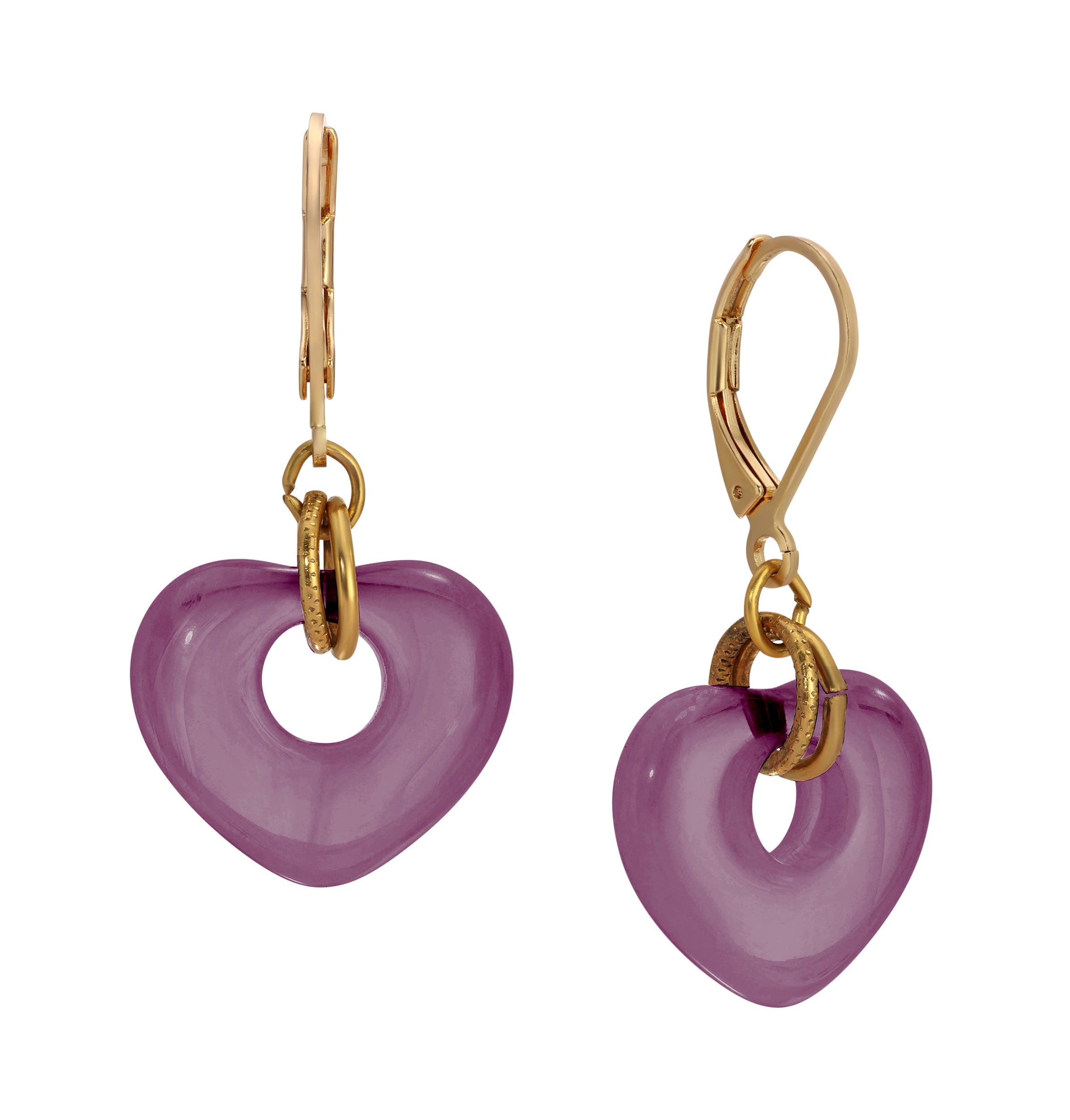 1928 Jewelry Vintage Glass Heart Drop Earrings