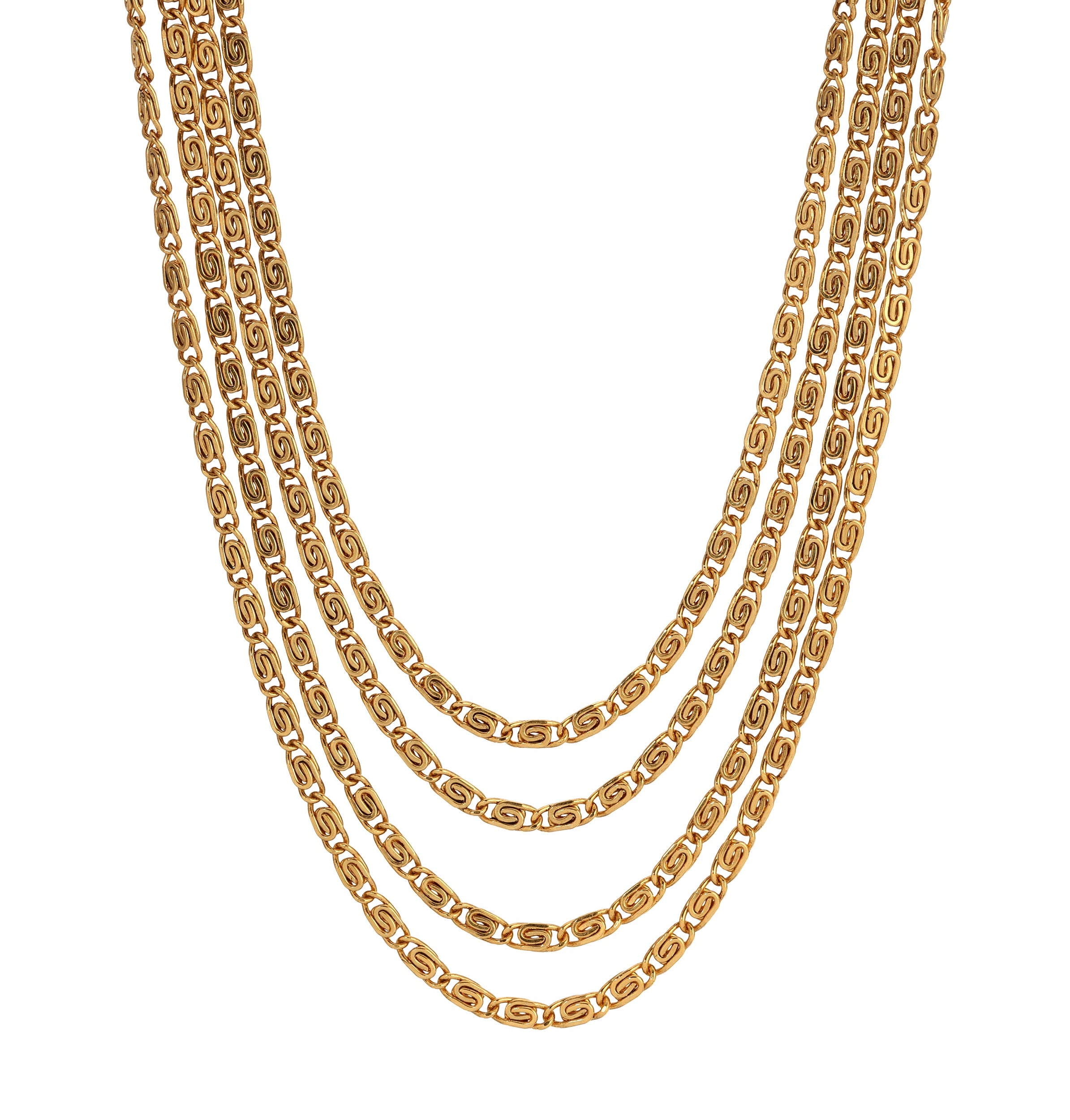 1928 Jewelry Multi Strand Gold Scroll Necklace 16" + 3" Extension