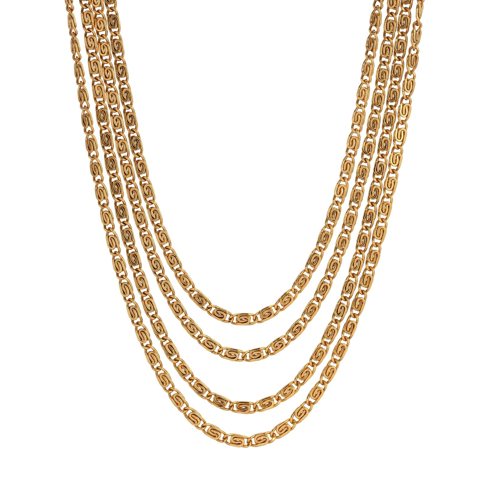 1928 Jewelry Multi Strand Gold Scroll Necklace 16" + 3" Extension