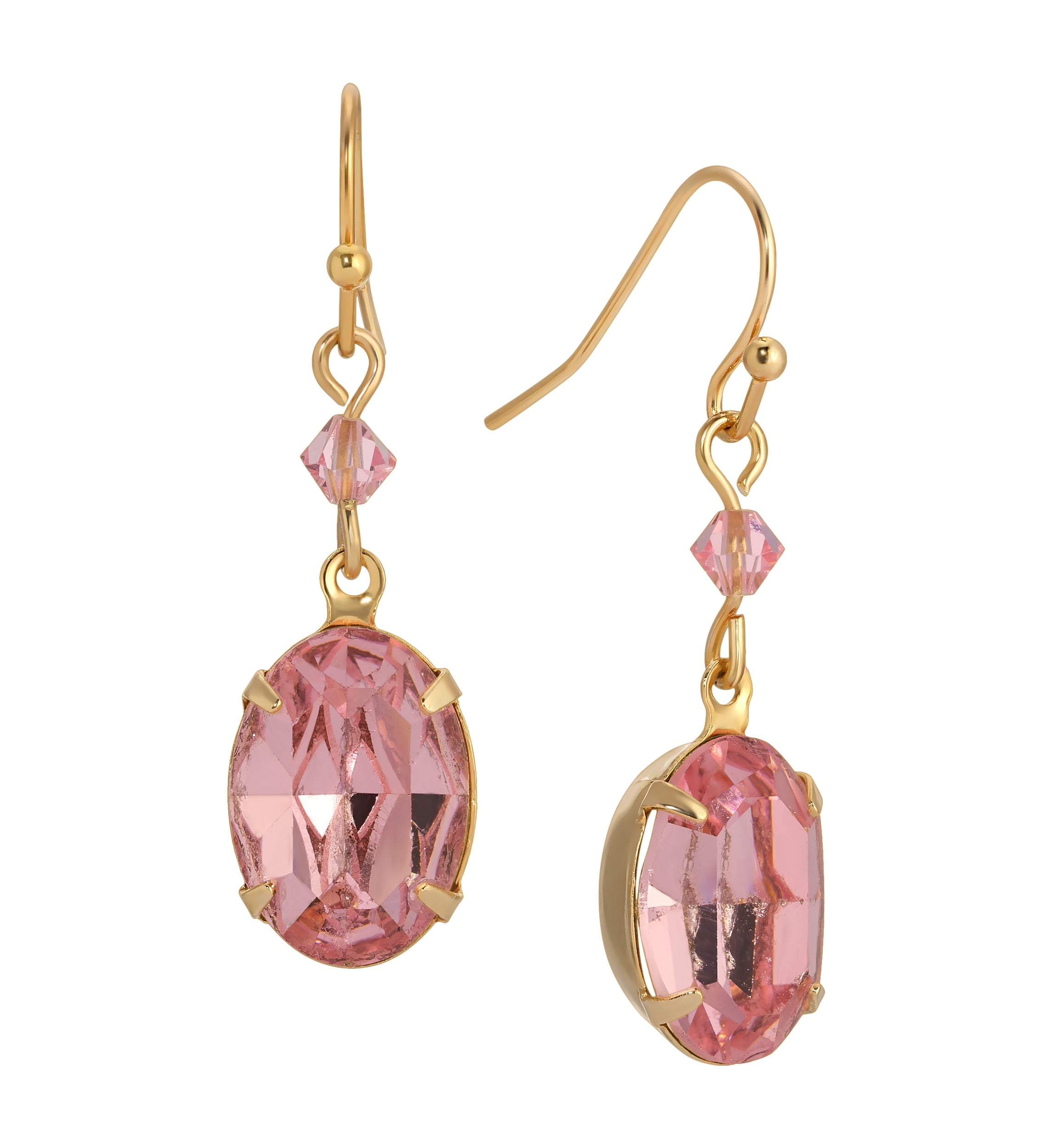 1928 Jewelry Rose Pink Austrian Crystal Dangling Earrings