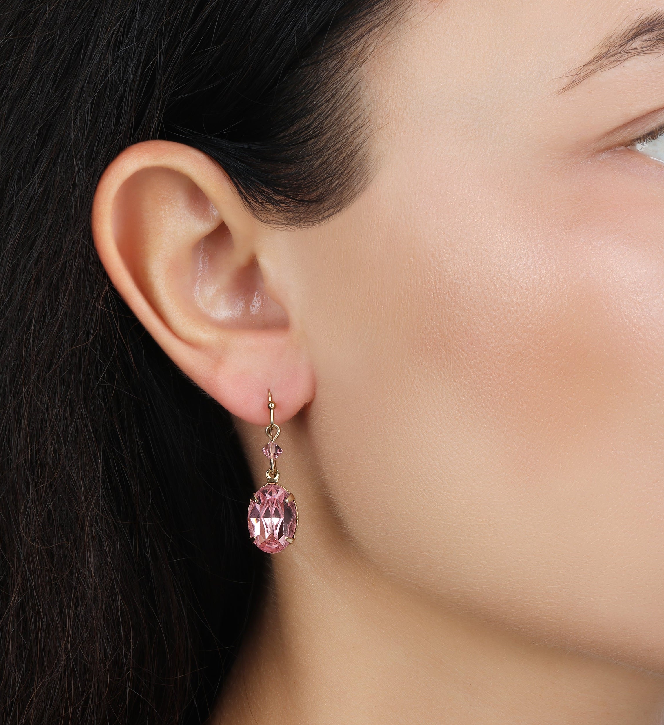 1928 Jewelry Rose Pink Austrian Crystal Dangling Earrings