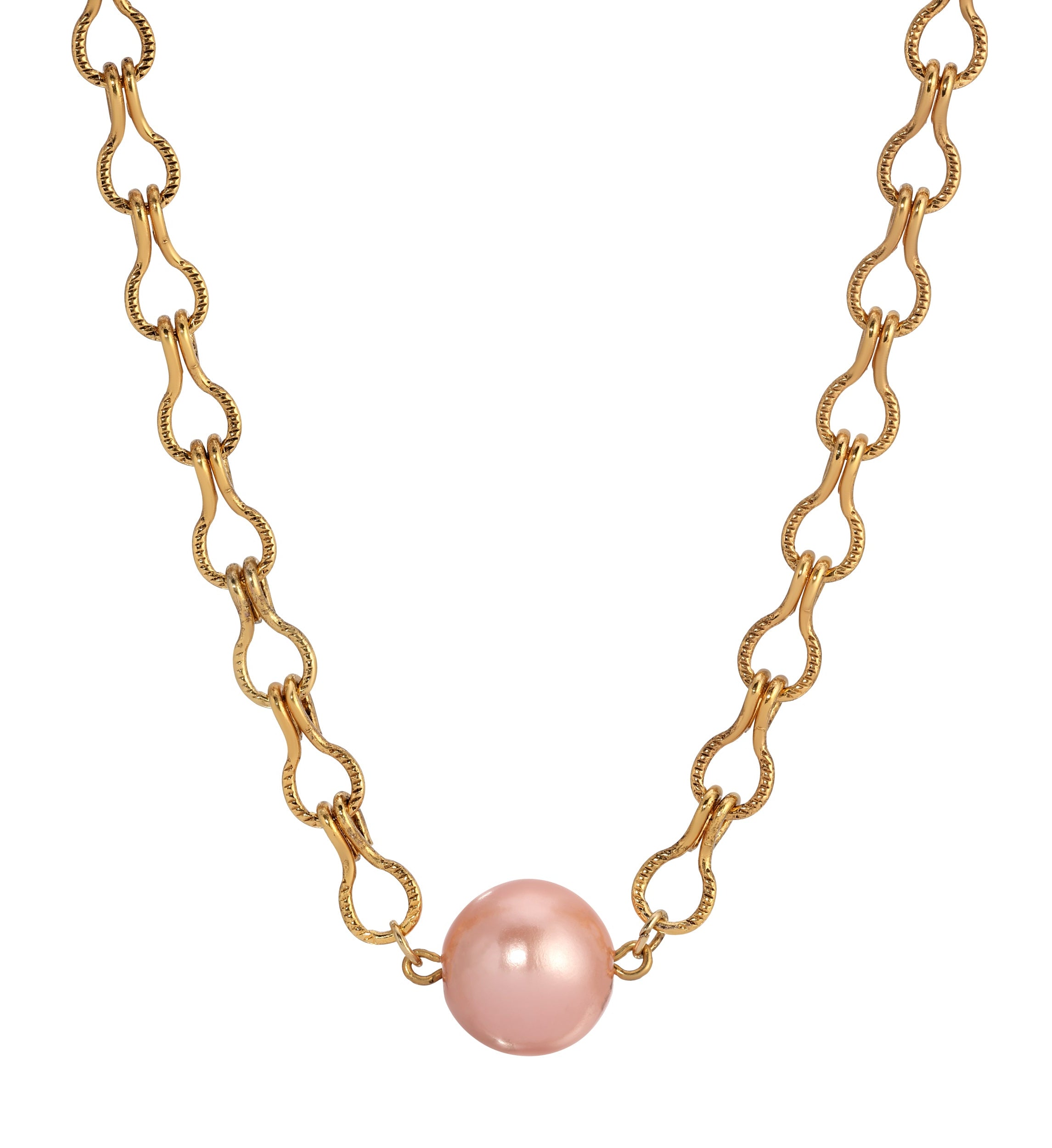 1928 Jewelry Round Raspberry Faux Pearl Ladder Chain Necklace 16"