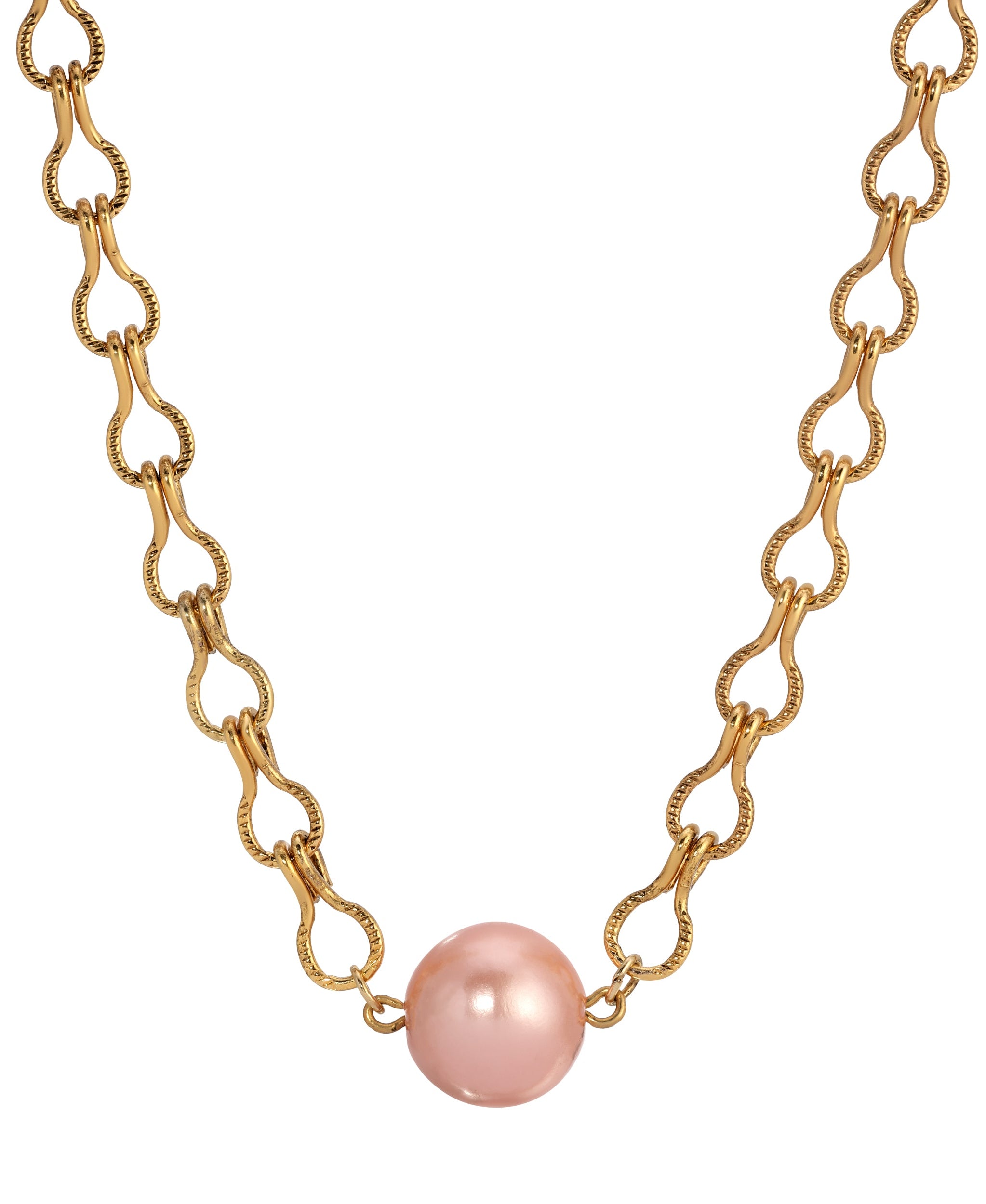 1928 Jewelry Round Raspberry Faux Pearl Ladder Chain Necklace 16"