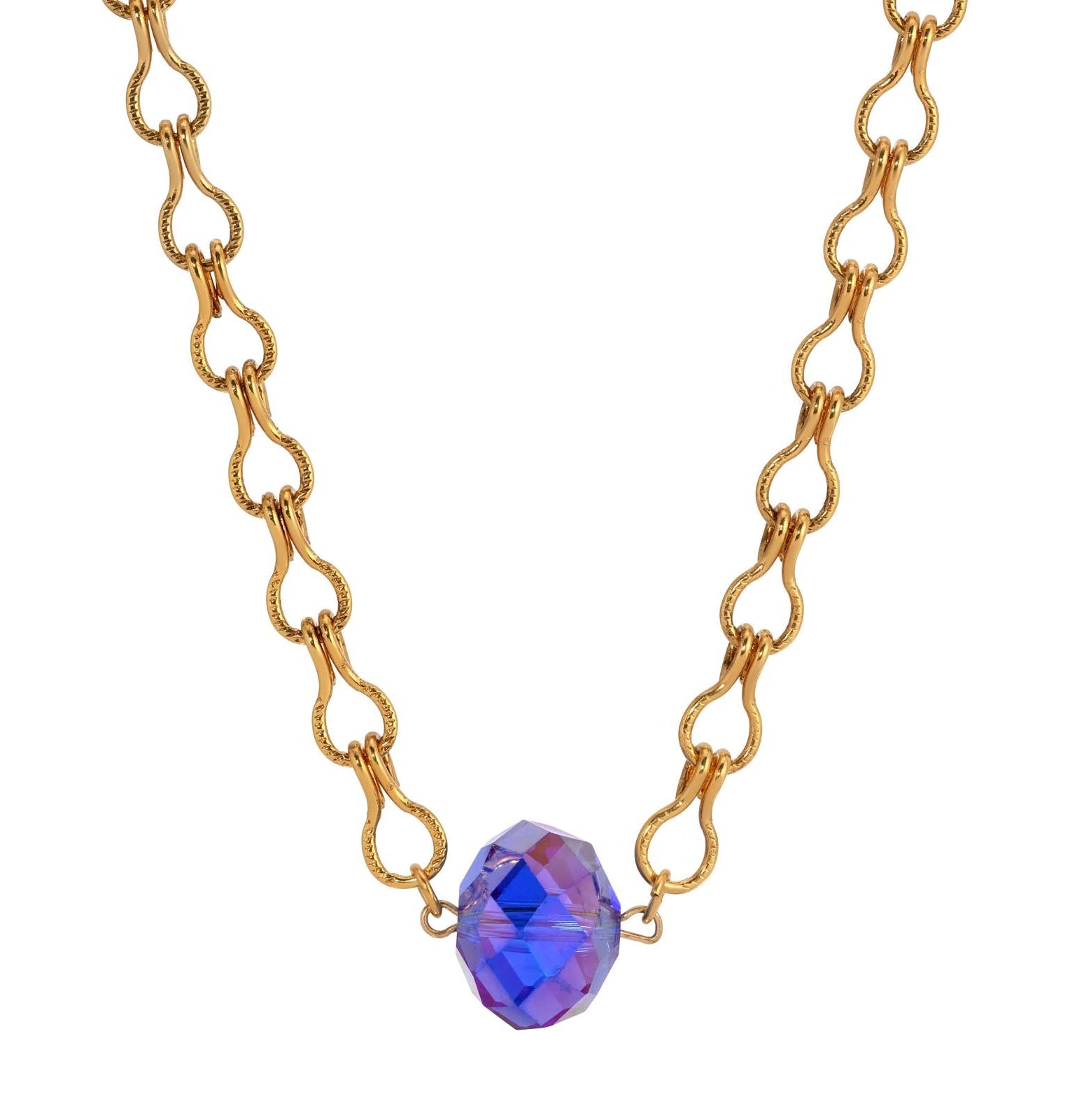 1928 Jewelry Light Sapphire Blue AB Crystal Ladder Chain Necklace 16"