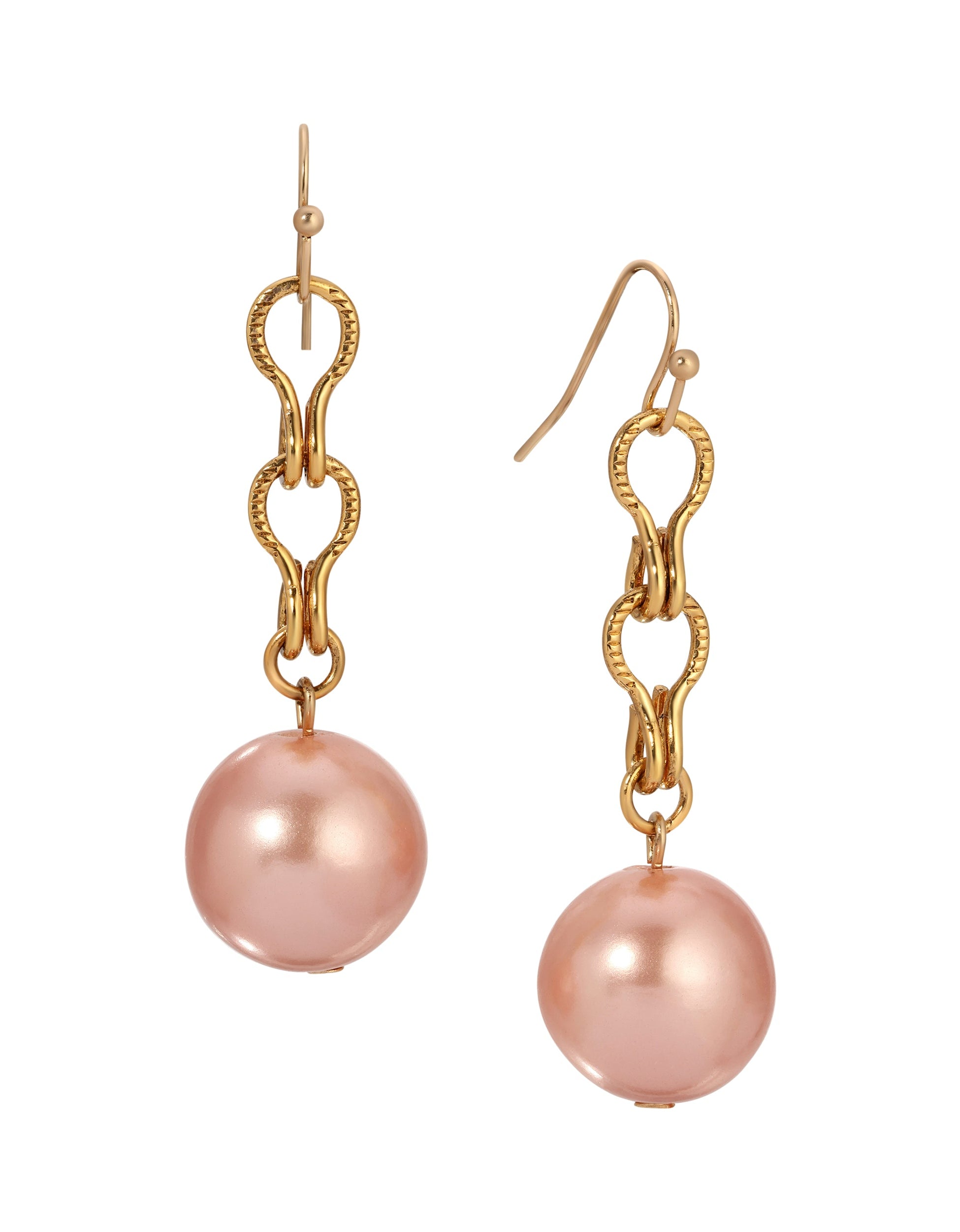 1928 Jewelry Round Raspberry Faux Pearl Ladder Chain Drop Earrings