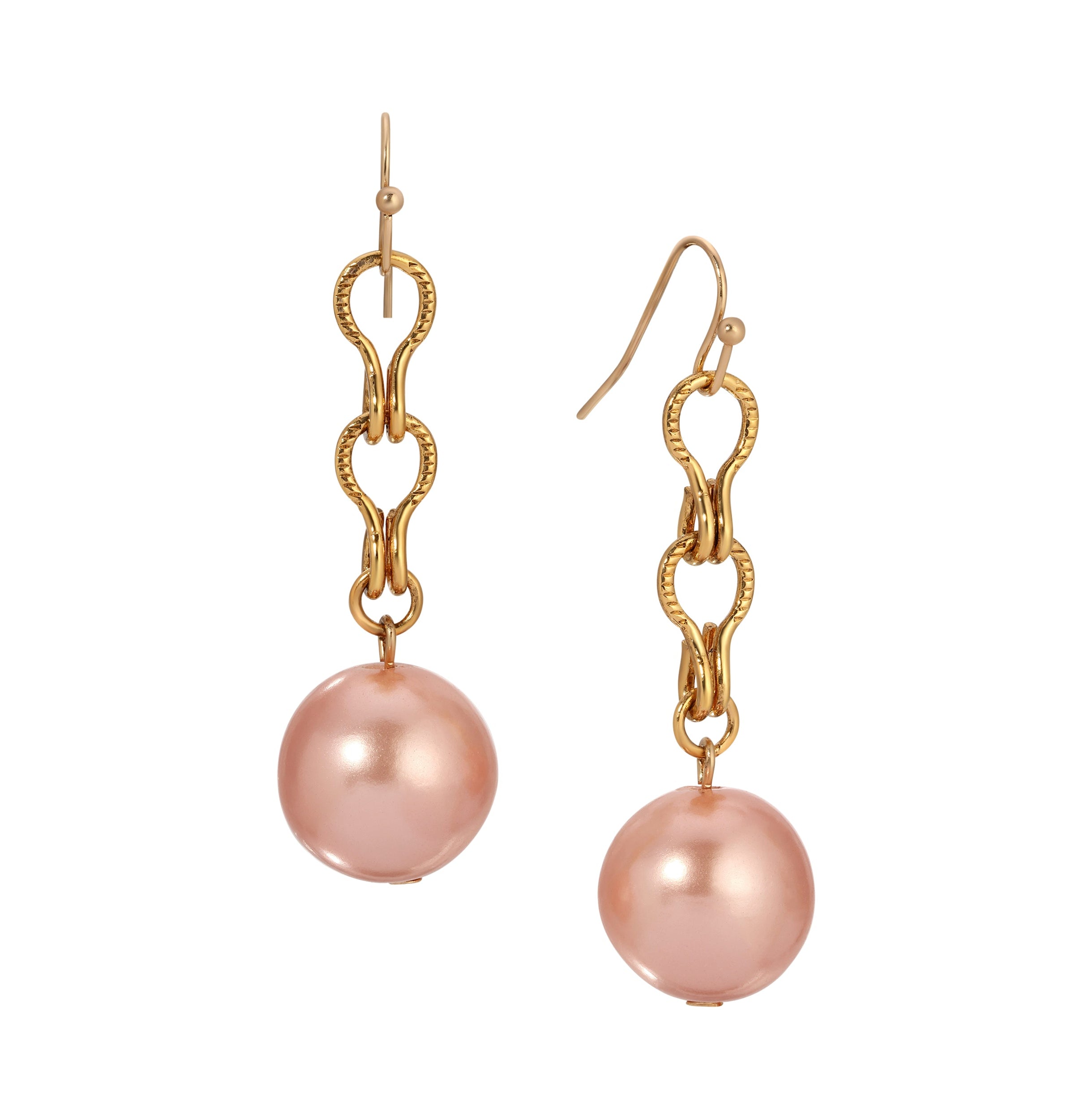 1928 Jewelry Round Raspberry Faux Pearl Ladder Chain Drop Earrings