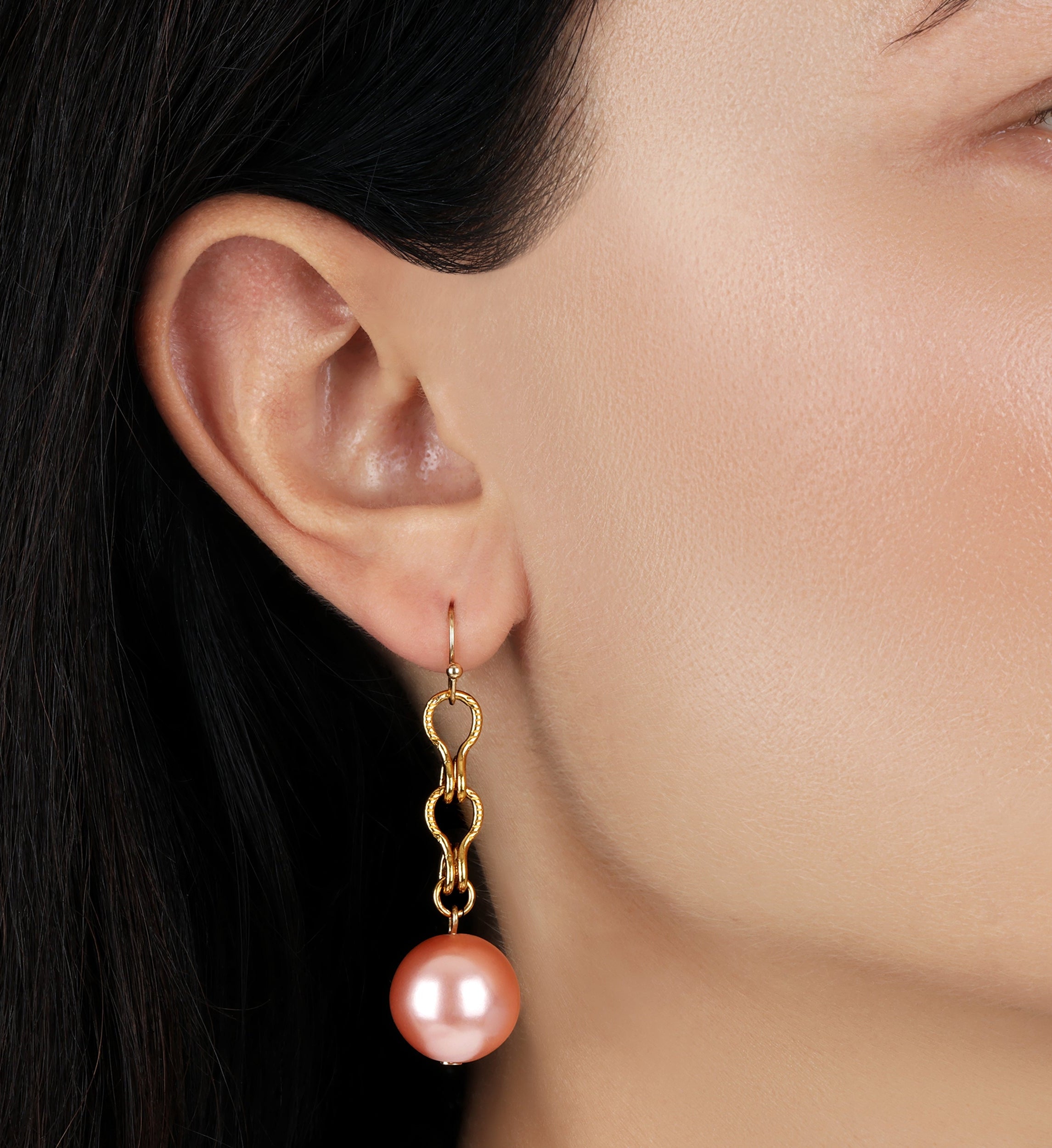 1928 Jewelry Round Raspberry Faux Pearl Ladder Chain Drop Earrings