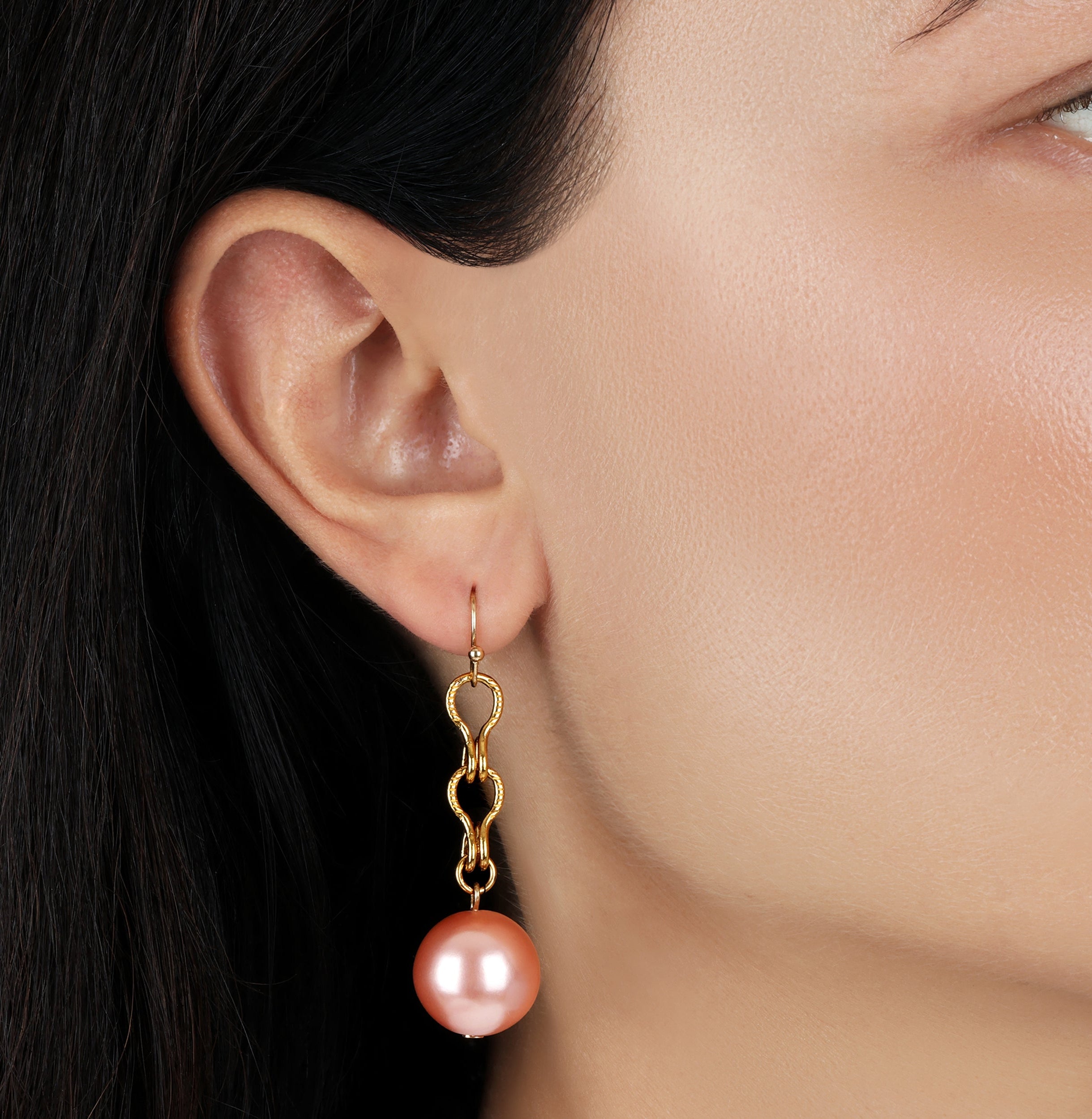 1928 Jewelry Round Raspberry Faux Pearl Ladder Chain Drop Earrings