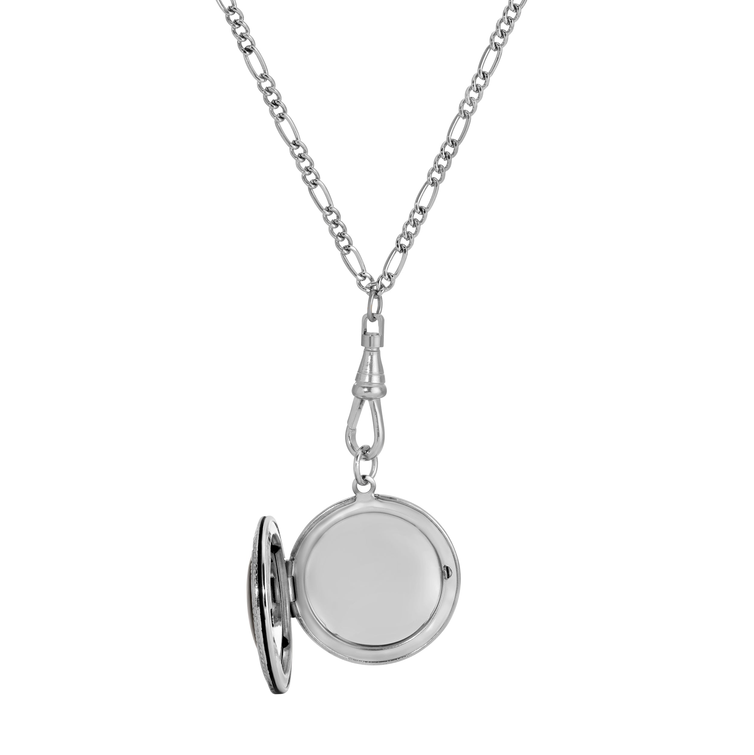 1928 Jewelry Pink Blossoms Swivel Round Locket Pendant Necklace 28"